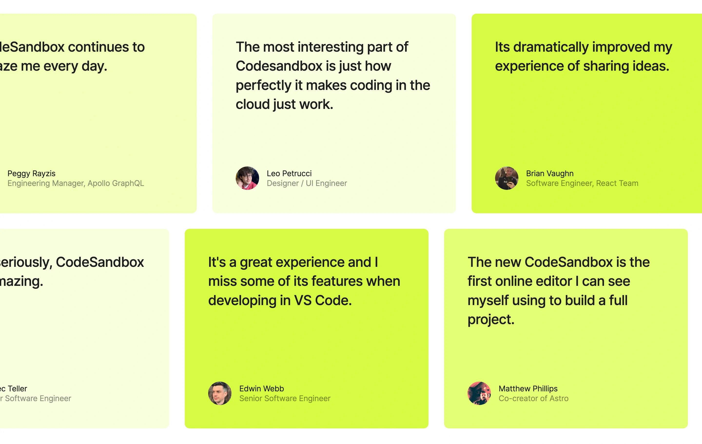 Codesandbox Home Page Section Testimonial