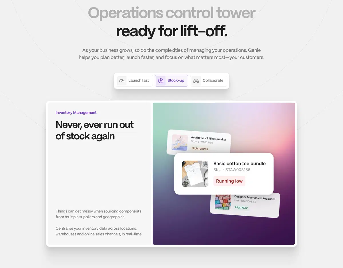Genie Home Page Section Benefits