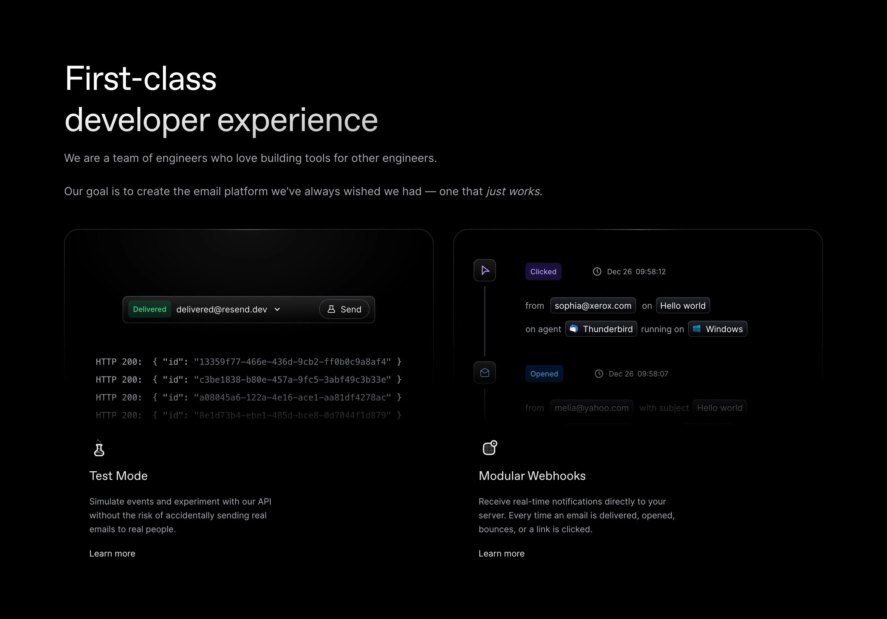 Resend Home Page Section Developer Feature