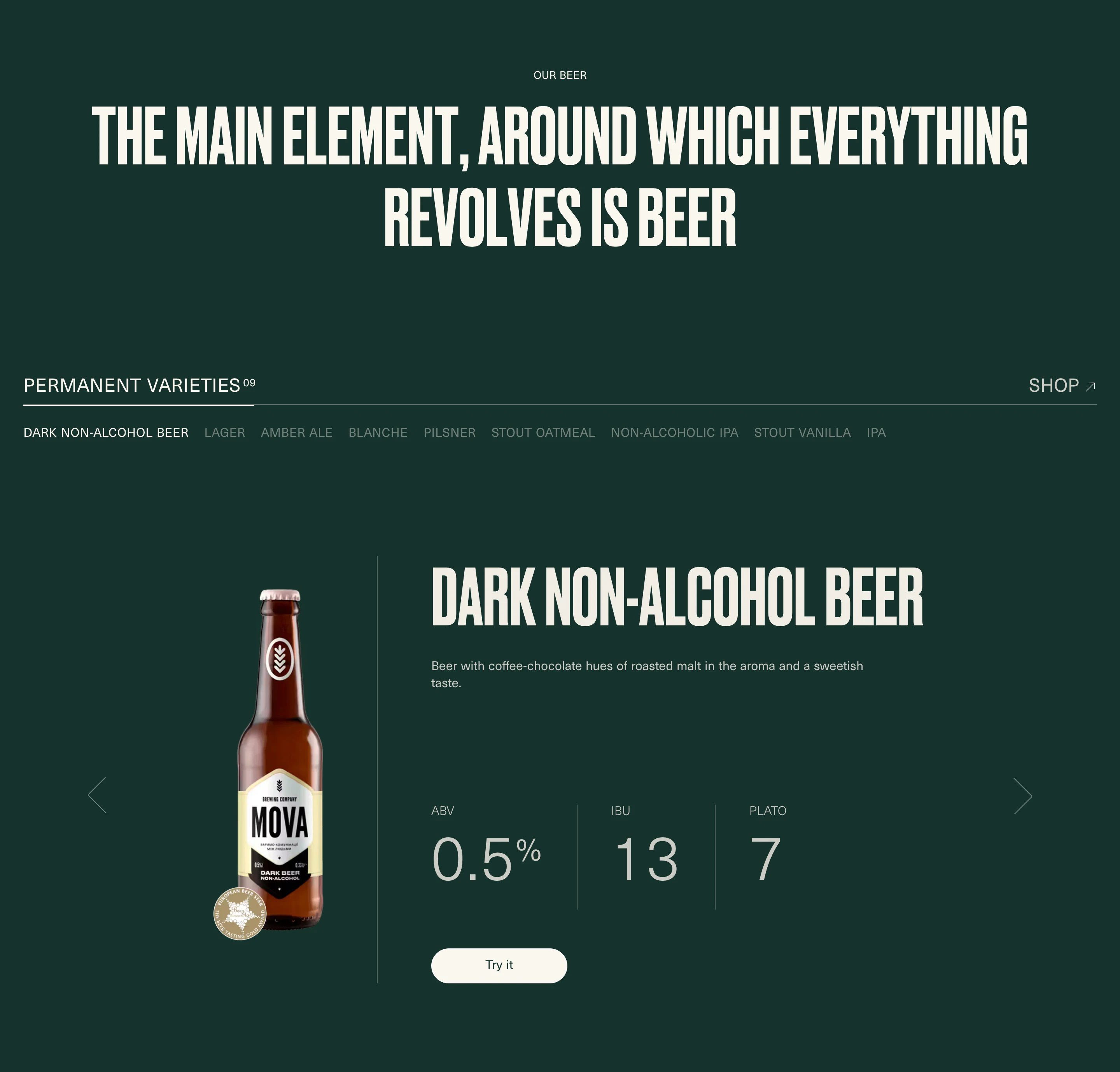 Move Home Page Section Our Beer