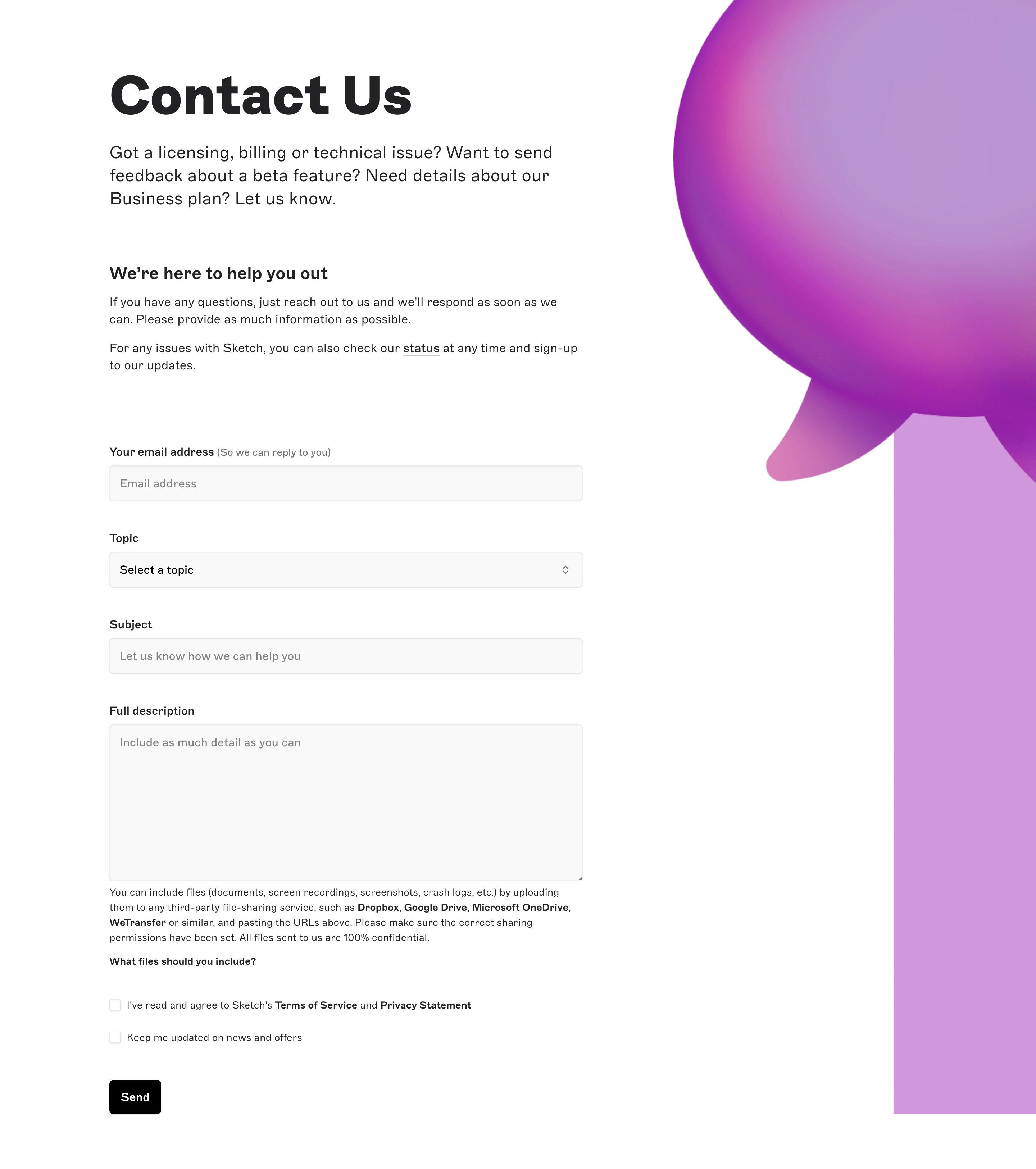 Sketch Contact Page Section Form