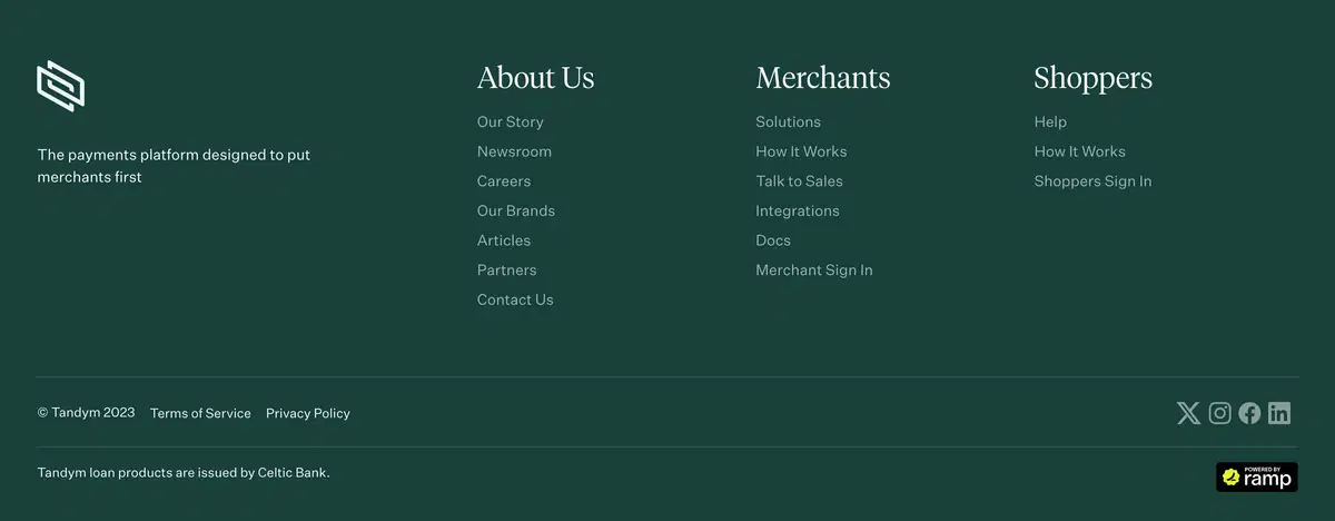 Tandym Home Page Section Footer