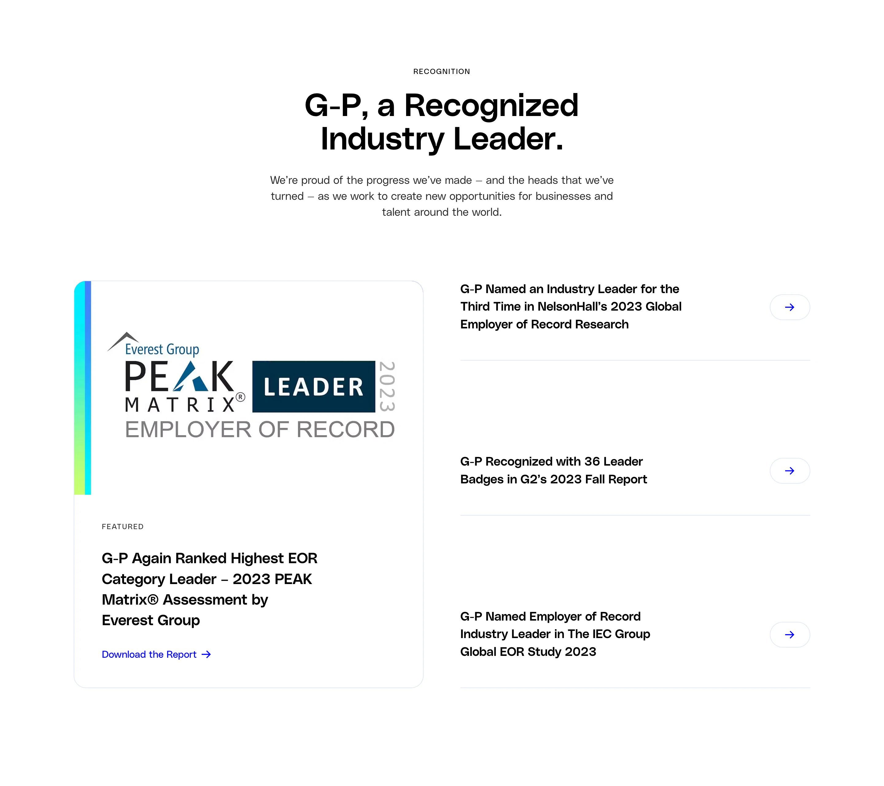 Globalization Partners Home Page Section Industry Leader