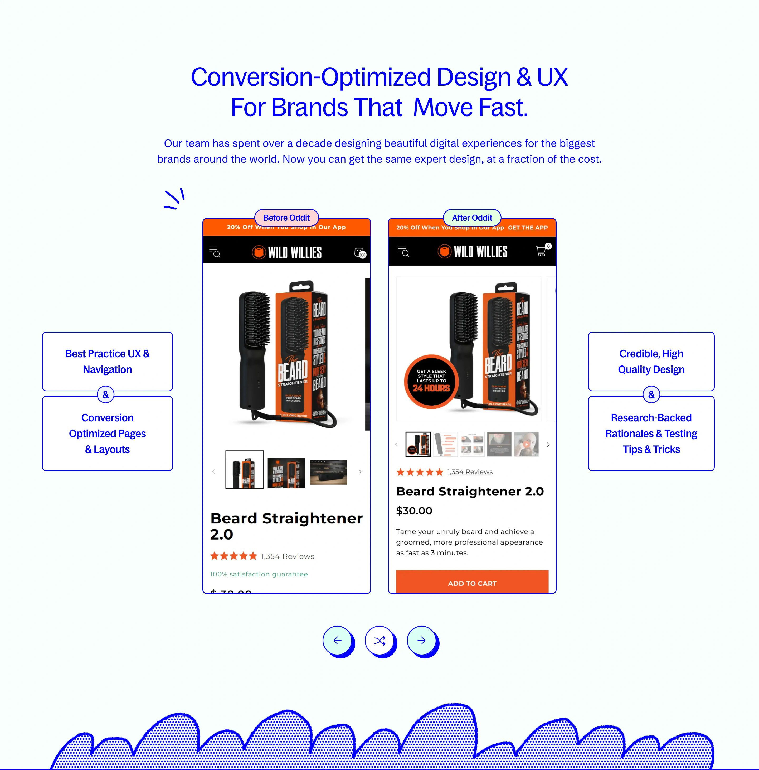 Oddit Home Page Section Conversion Optimized Service