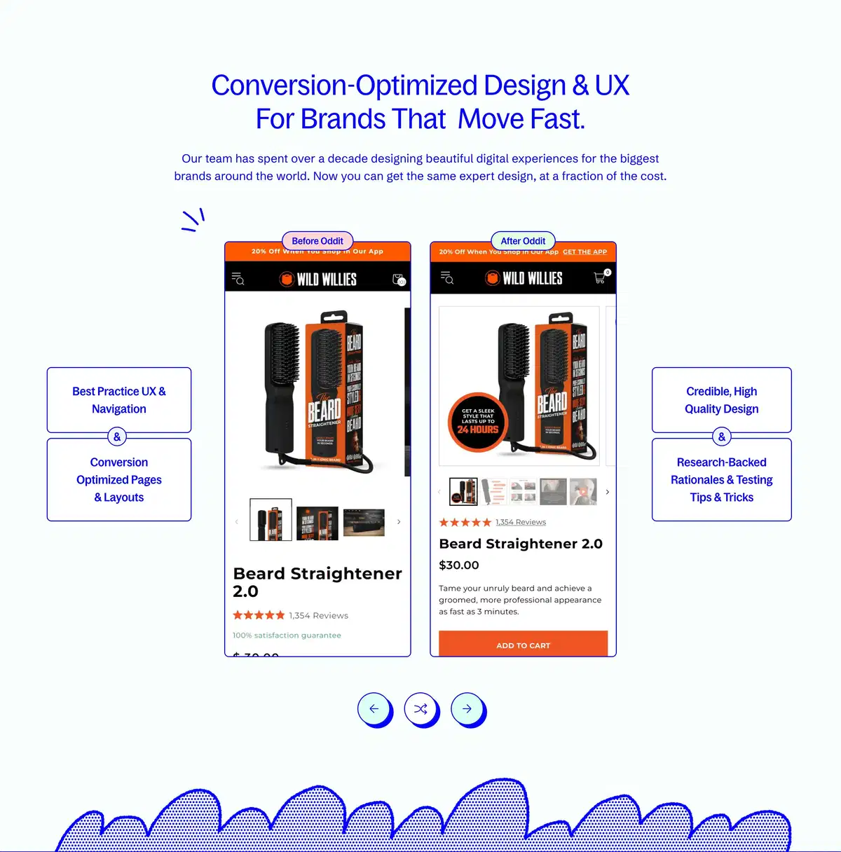Oddit Home Page Section Conversion Optimized Service