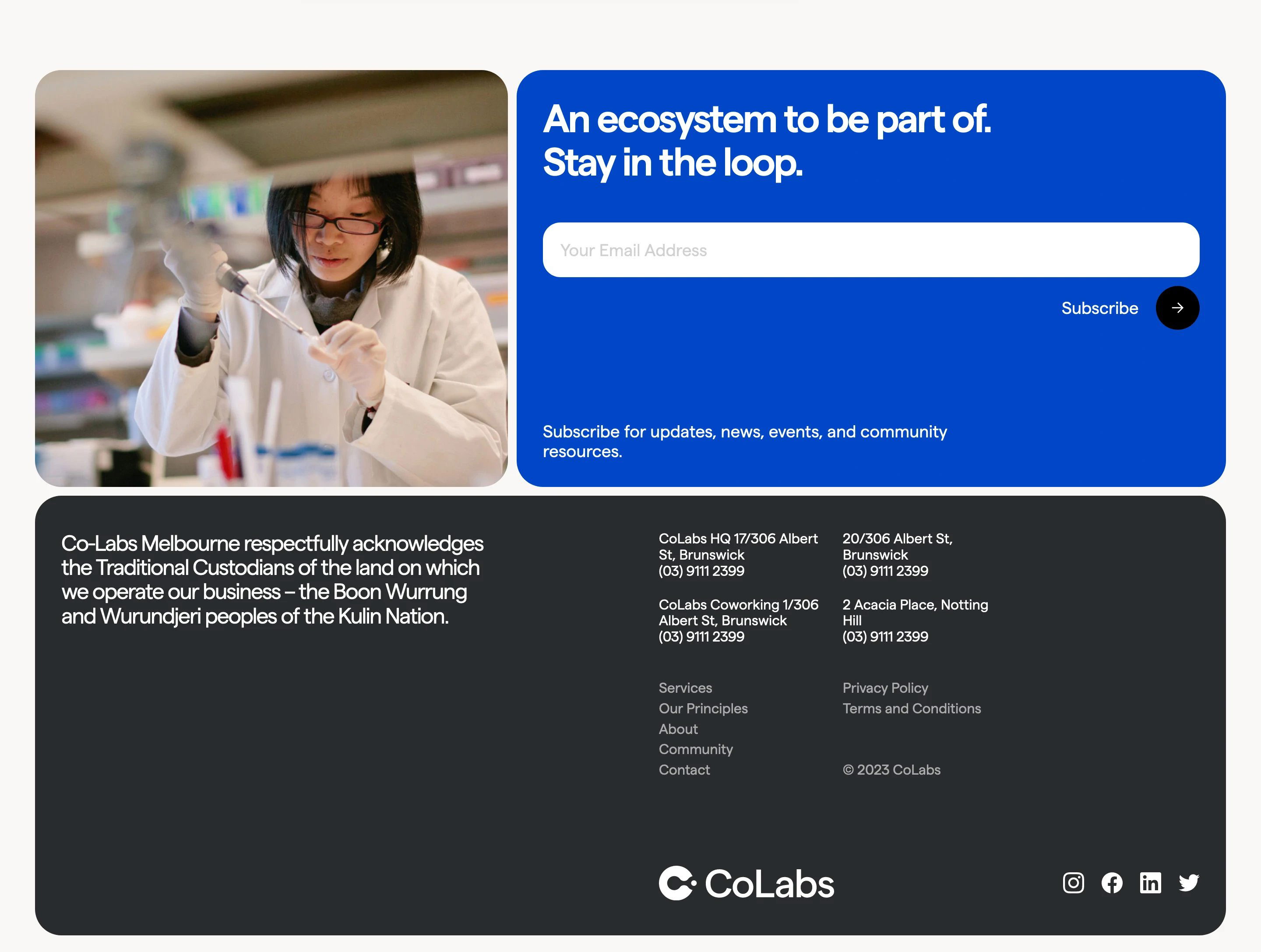Colabs Home Page Section Footer
