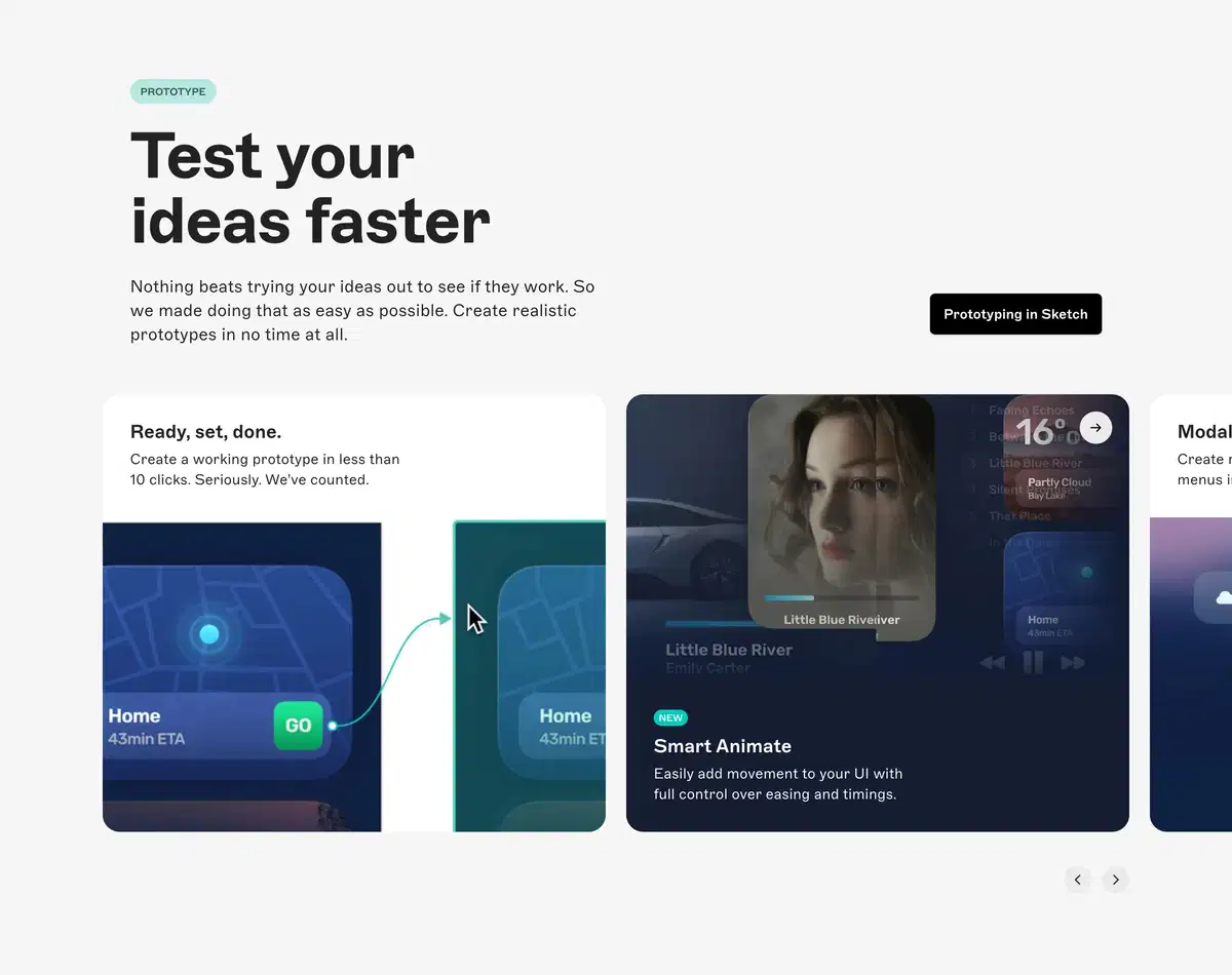 Sketch Home Page Section Prototype Feature
