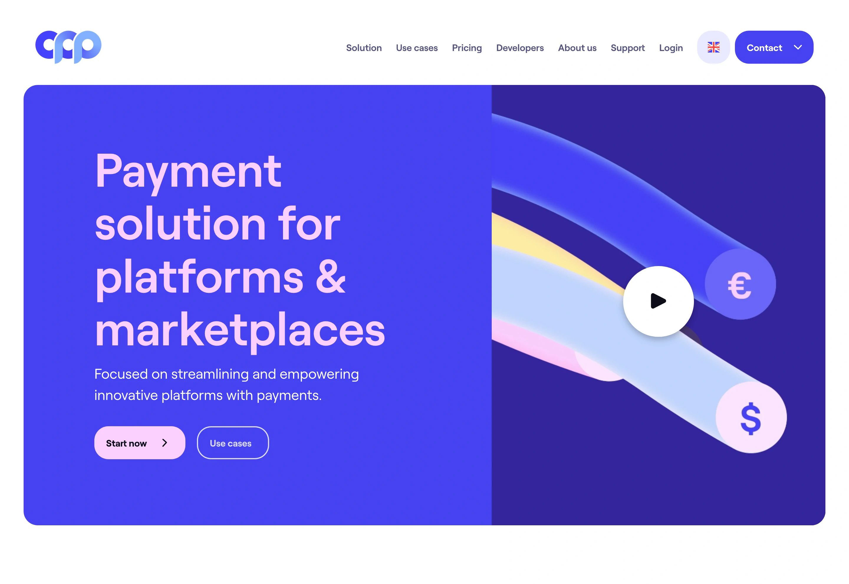 Online Payment Platform Home Page Section Hero