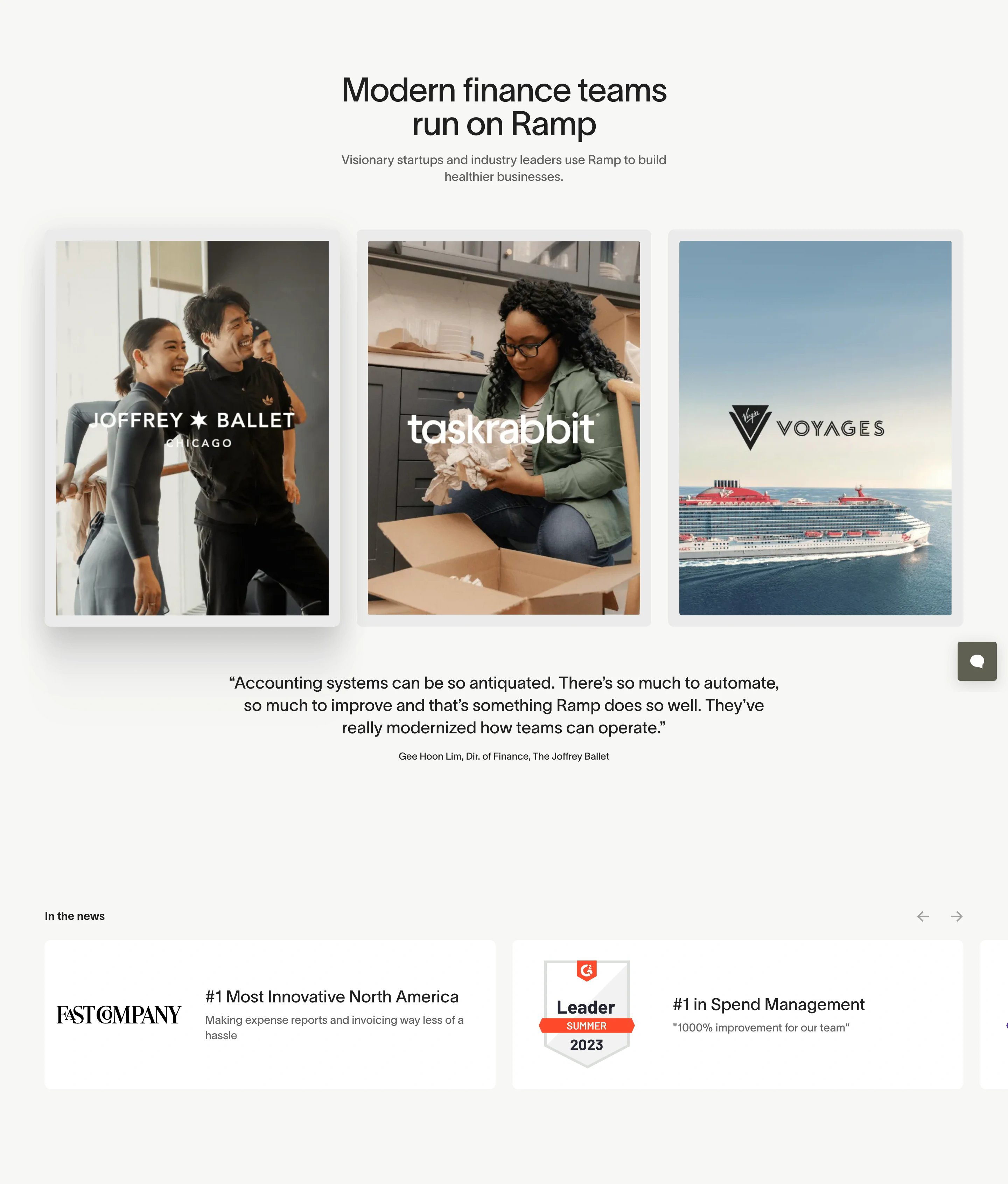 Ramp Home Page Section Testimonials