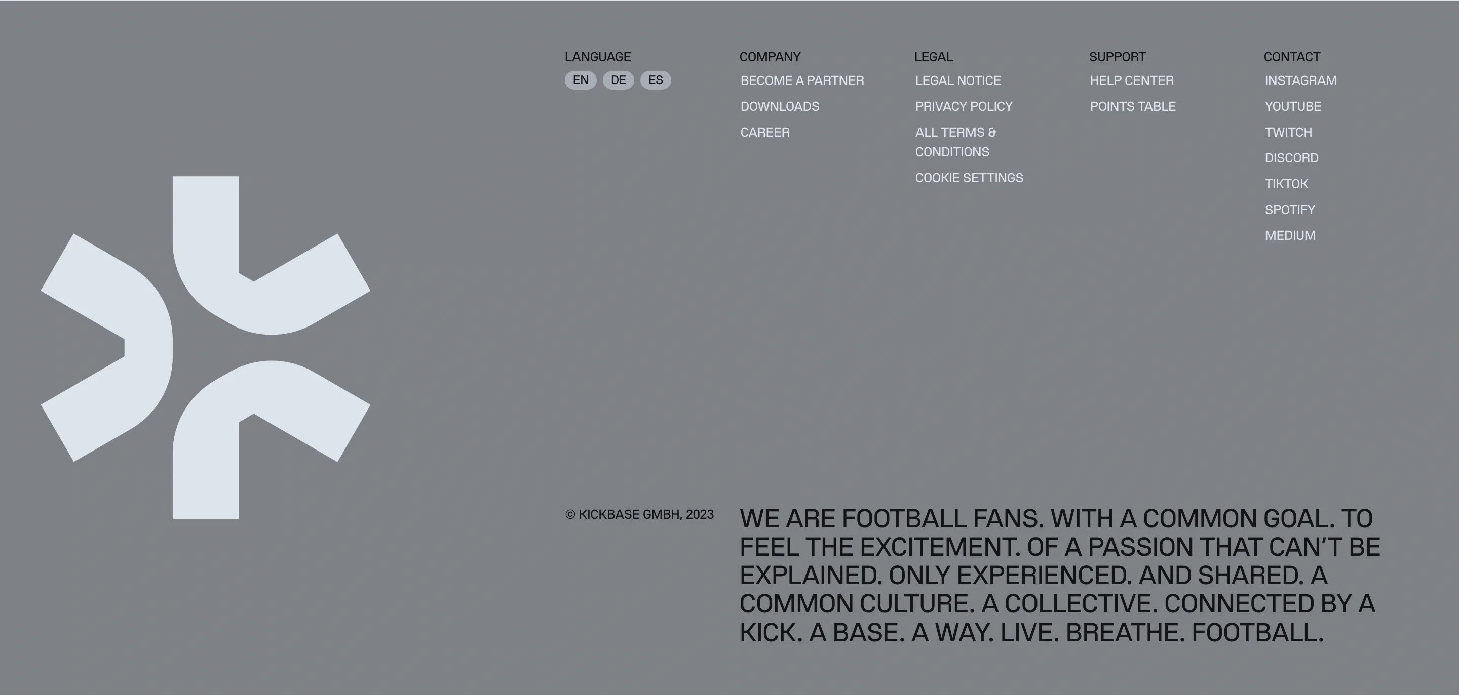 Kickbase Home Page Section Features