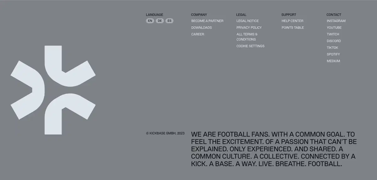 Kickbase Home Page Section Features