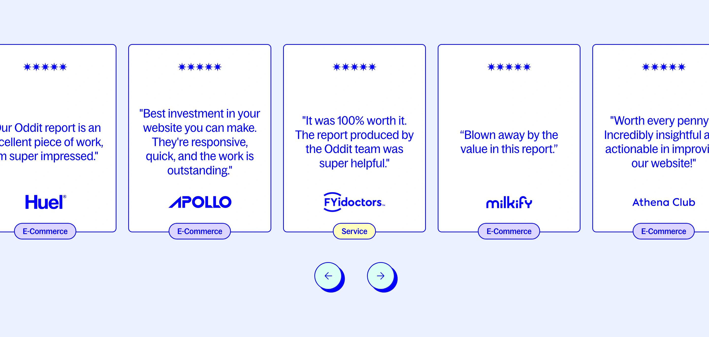 Oddit Home Page Section Testimonials