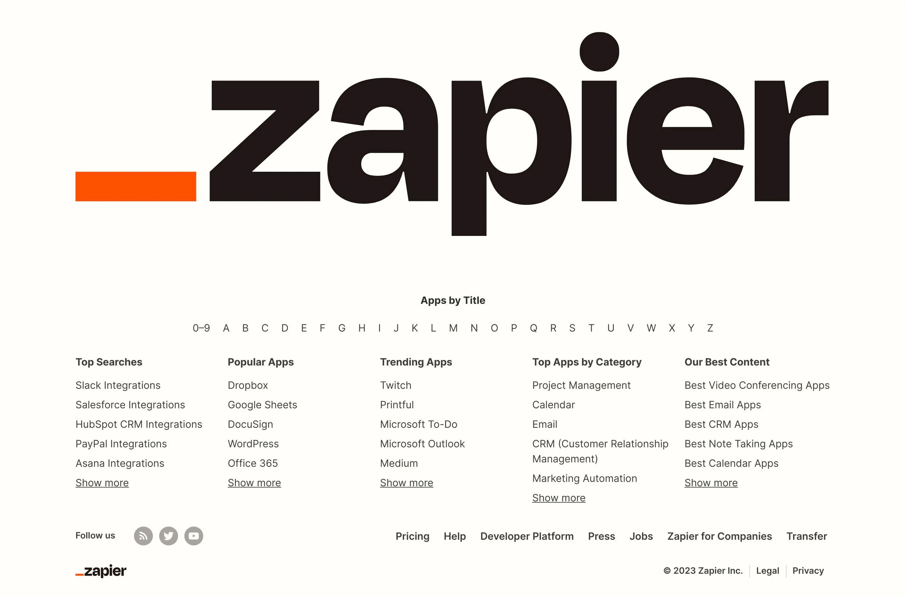 Zapier Home Page Section Footer