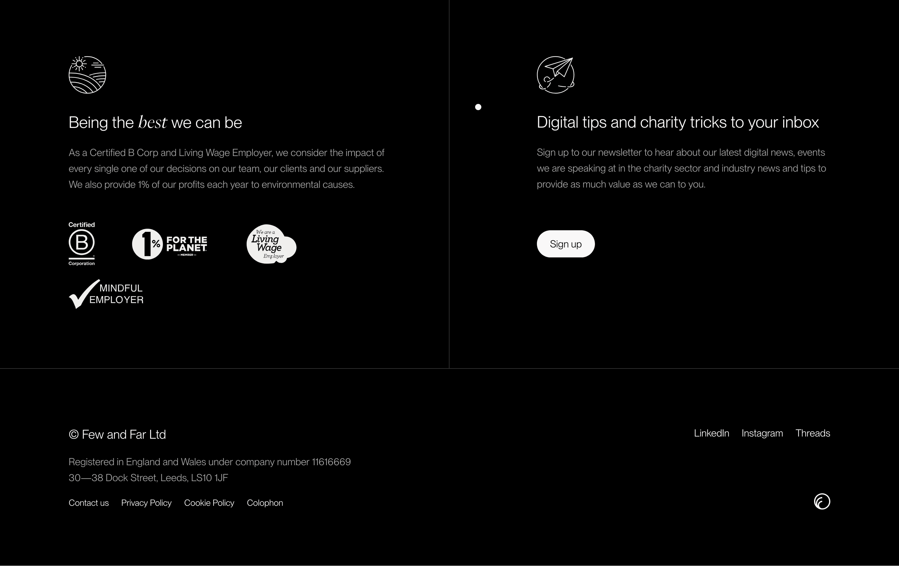 Few and Far Home Page Section Footer