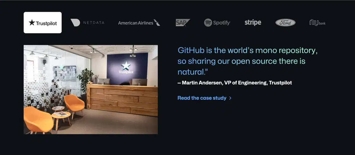 GitHub Pricing Page Section Testimonials