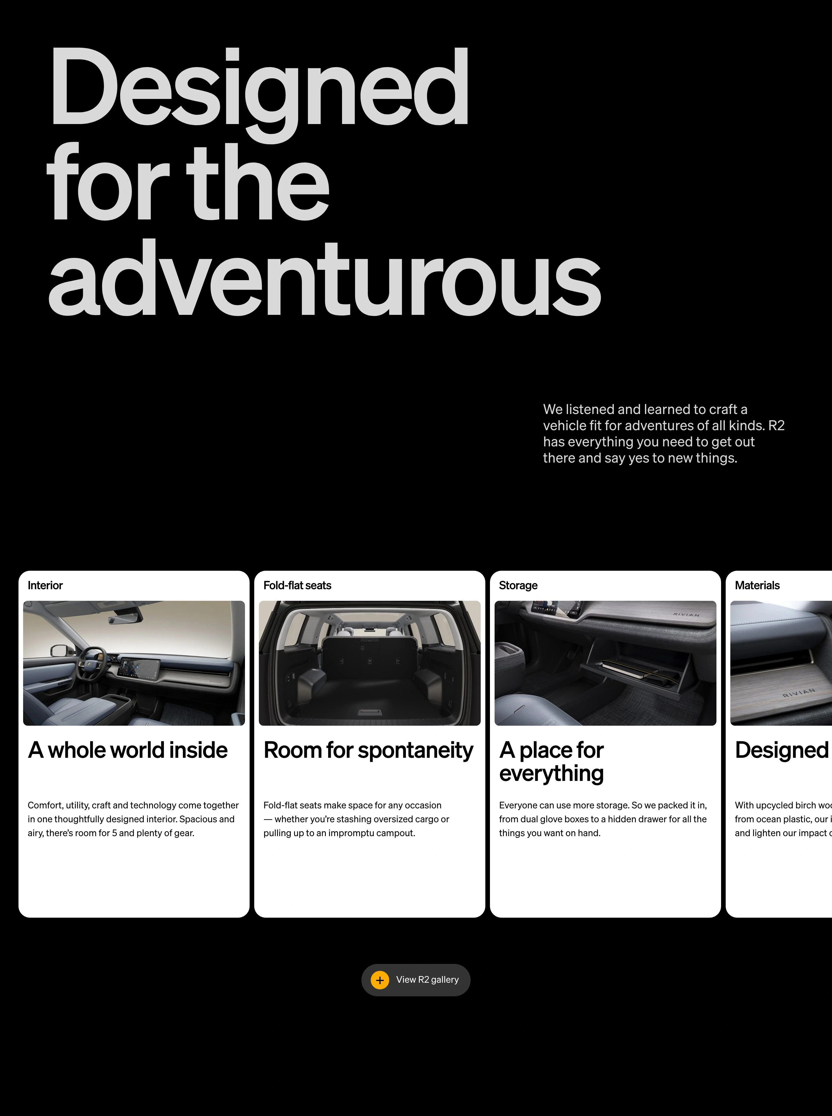 Rivian R2 Page Section More Car Features
