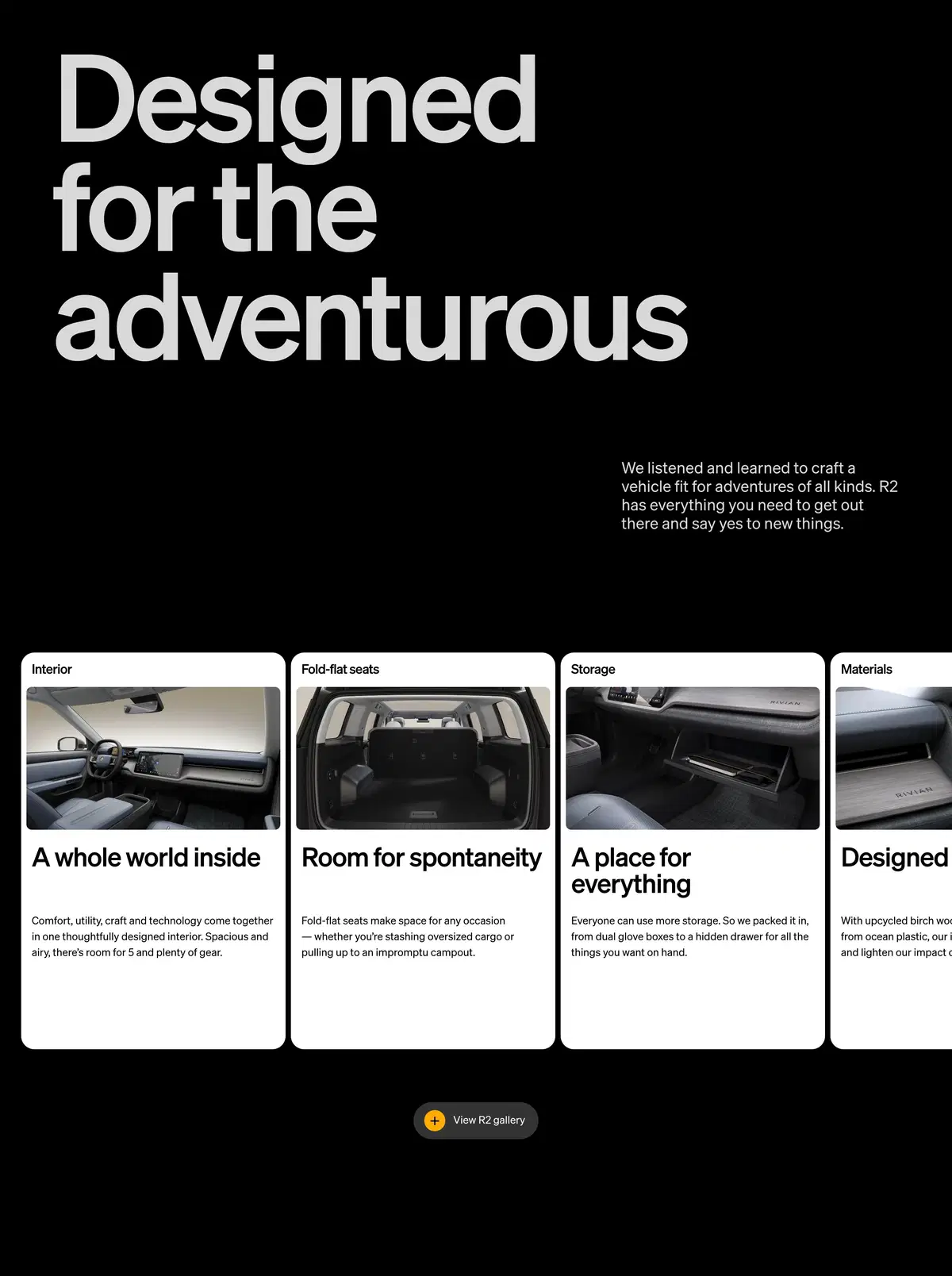Rivian R2 Page Section More Car Features
