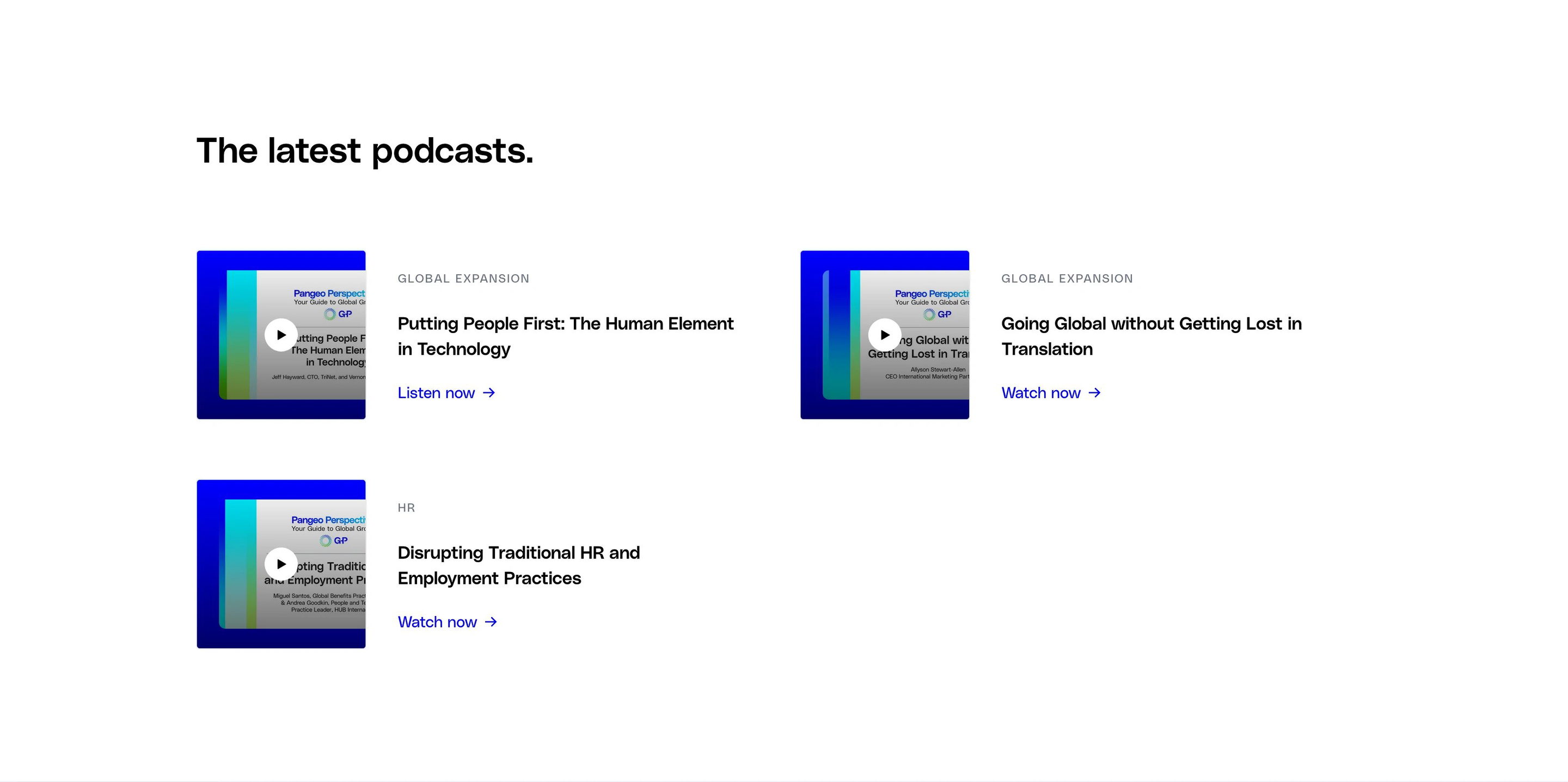 Globalization Partners Podcasts Page Section Podcast Collection