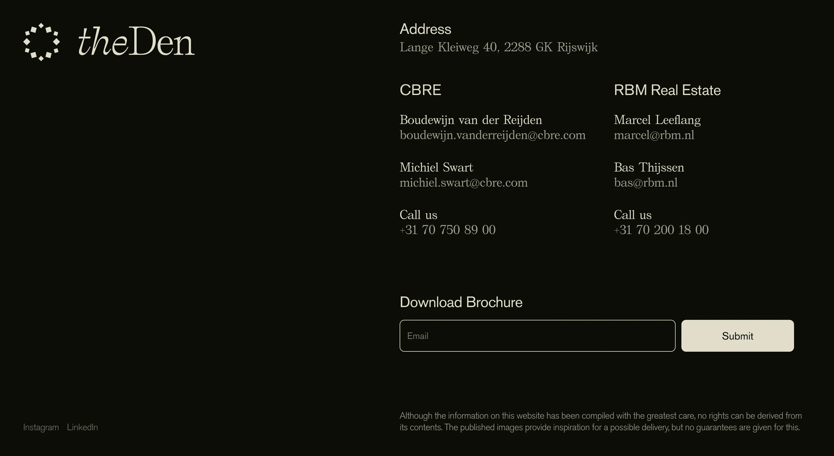 Den Home Page Section Footer