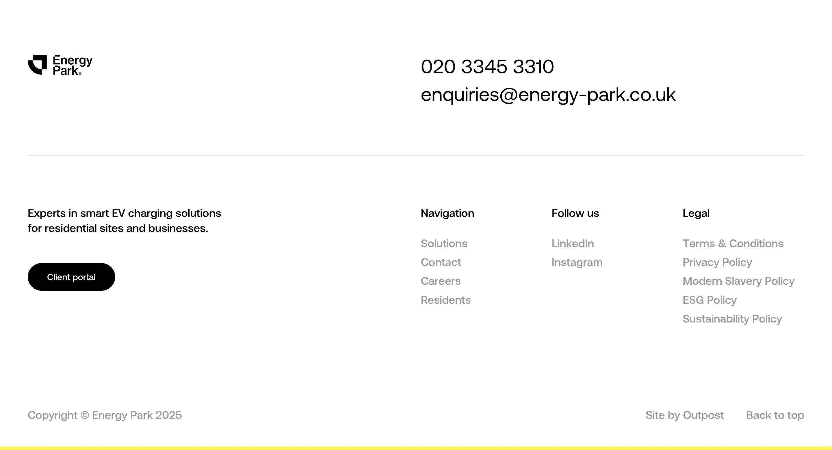 Energy Park Home Page Section Footer