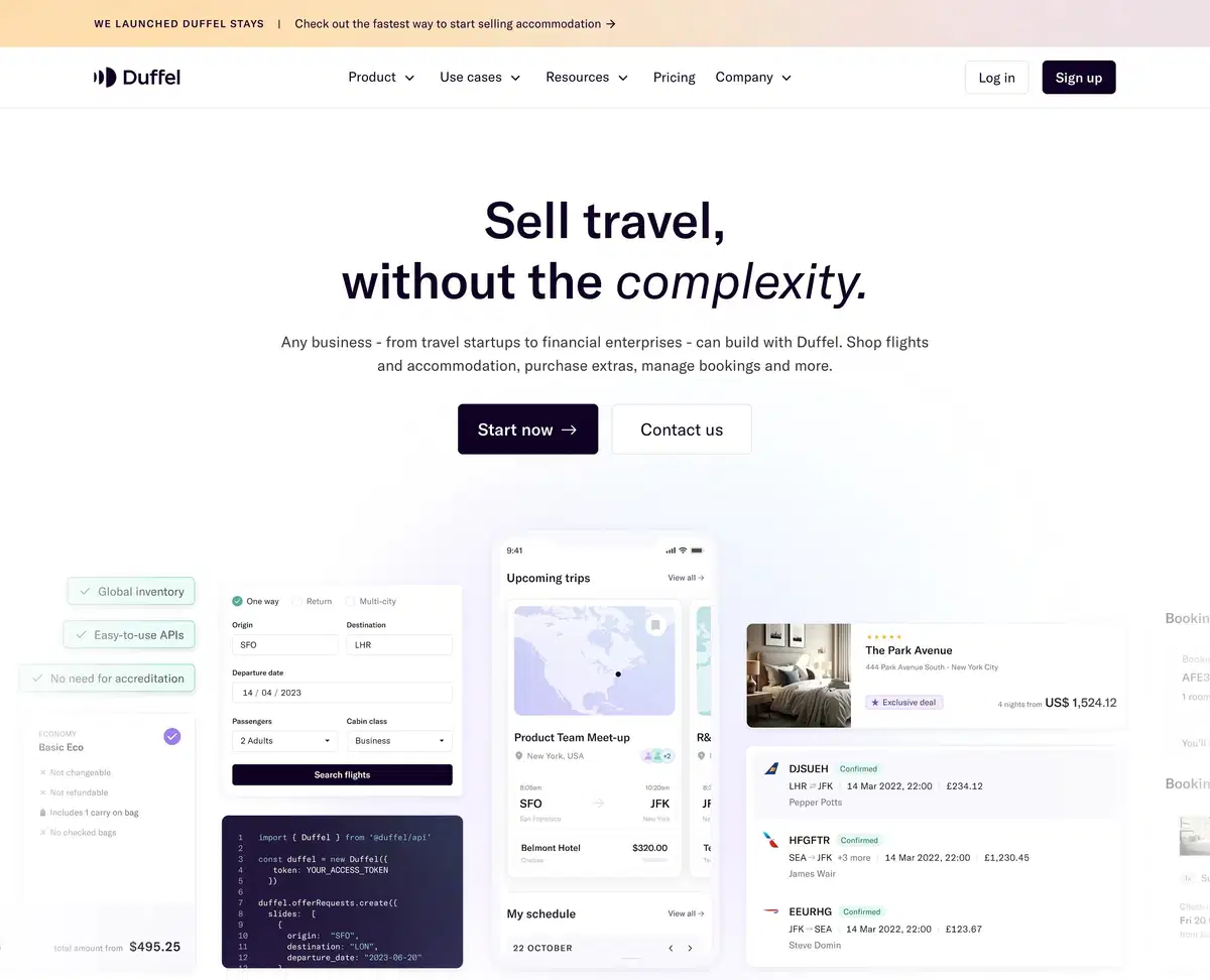 Duffel Home Page Section Hero