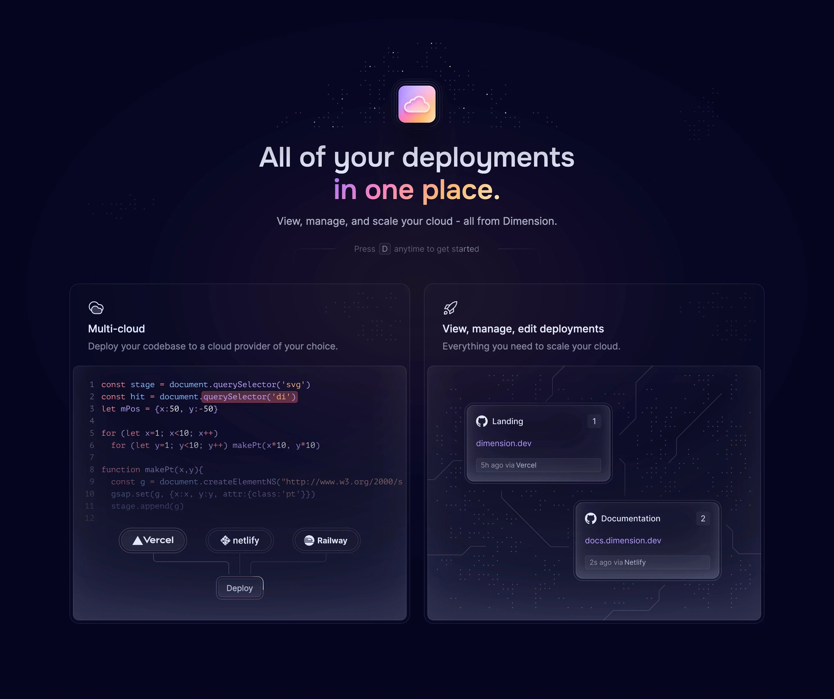 Dimension Home Page Section Cloud Feature