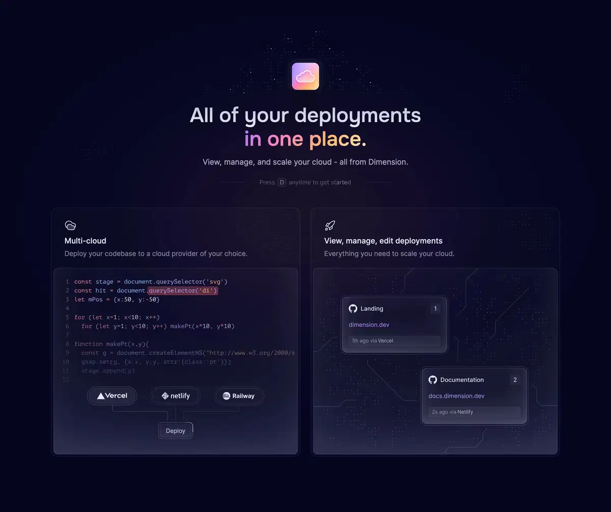 Dimension Home Page Section Cloud Feature