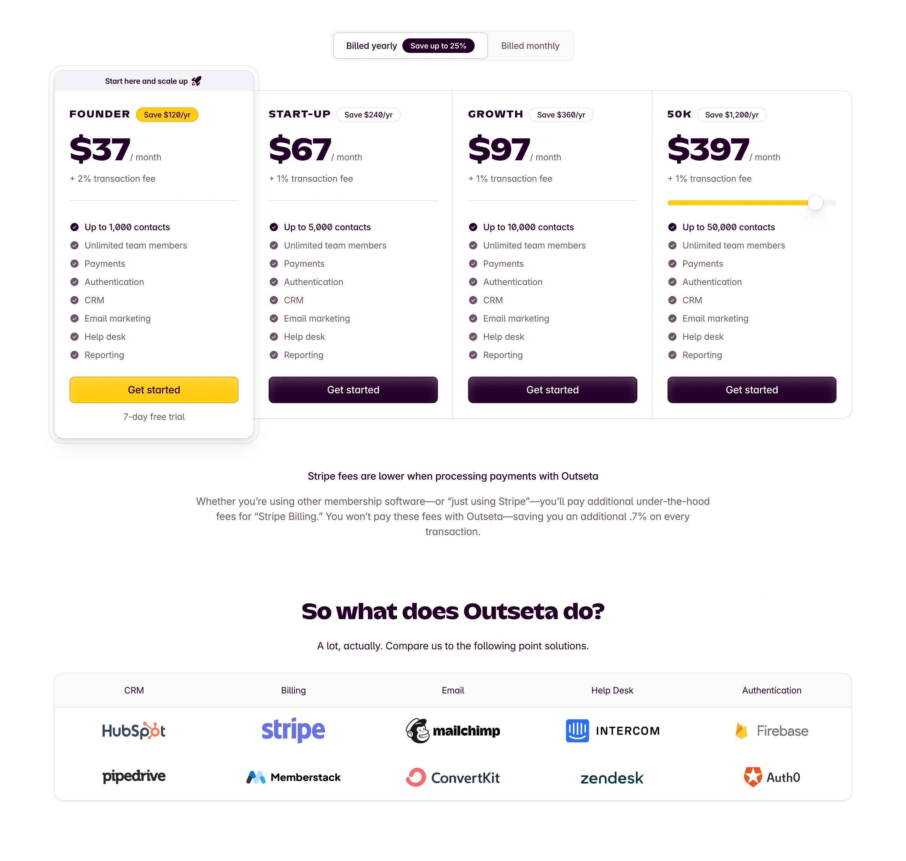 Outseta Pricing Page Section Pricing