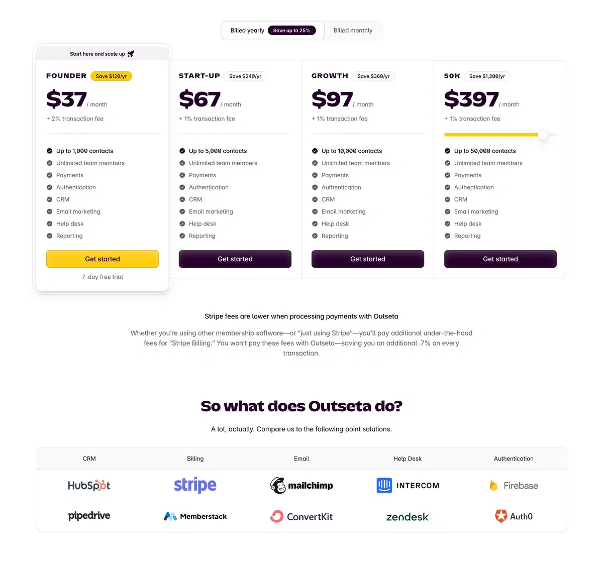 Outseta Pricing Page Section Pricing