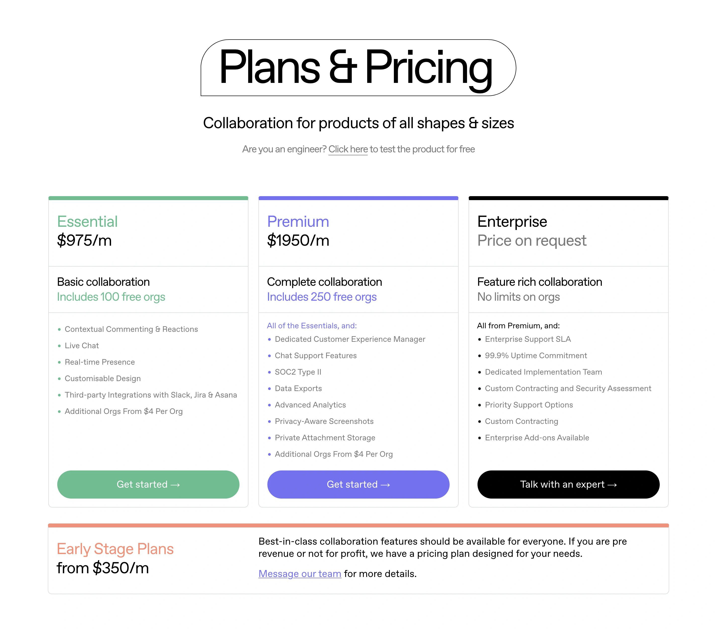 Cord Pricing Page Section Pricing