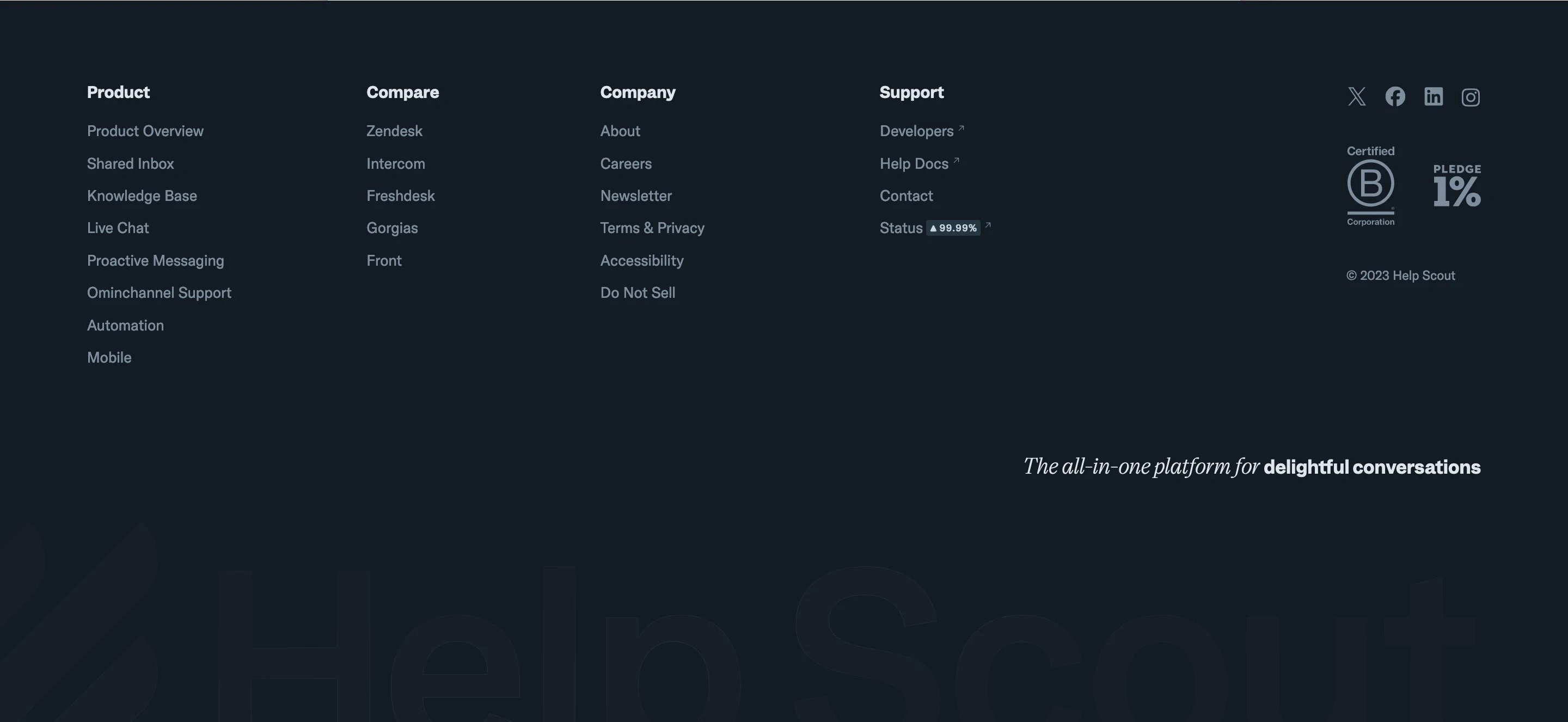 Help Scout Home Page Section Footer