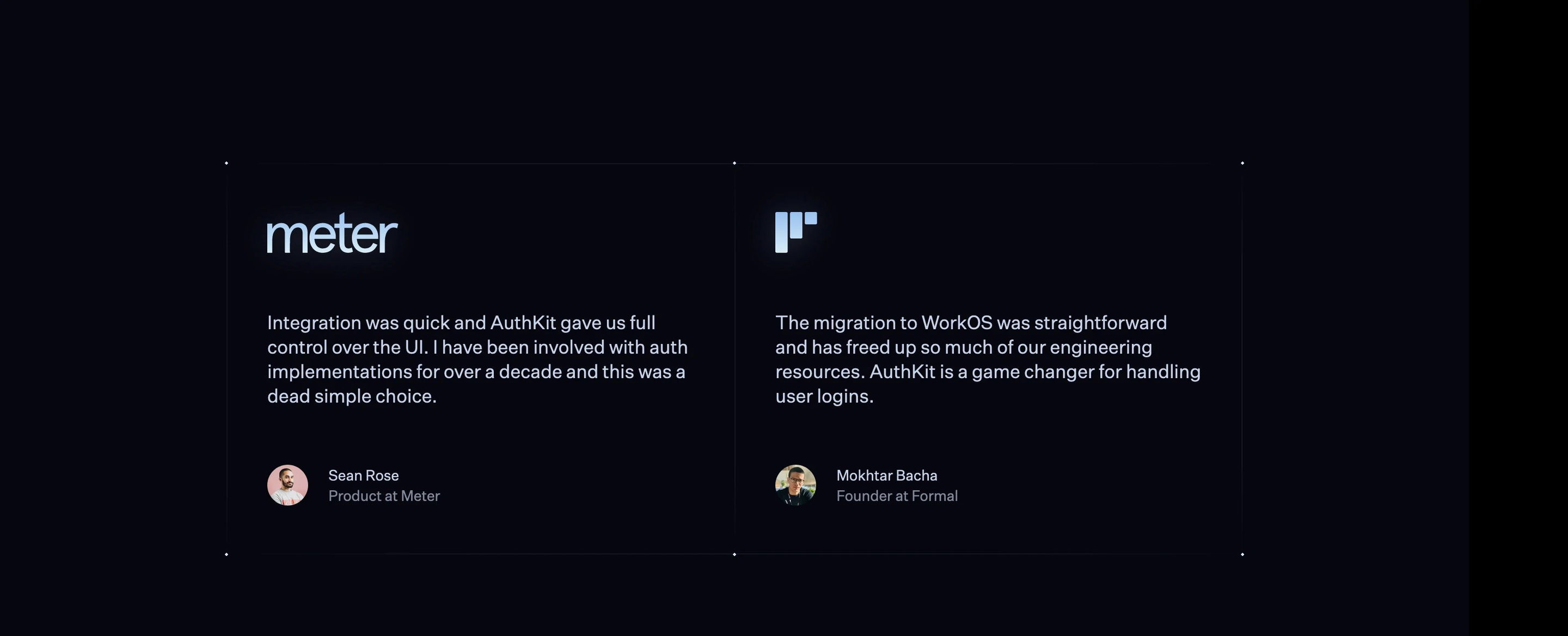 AuthKit Home Page Section Testimonials