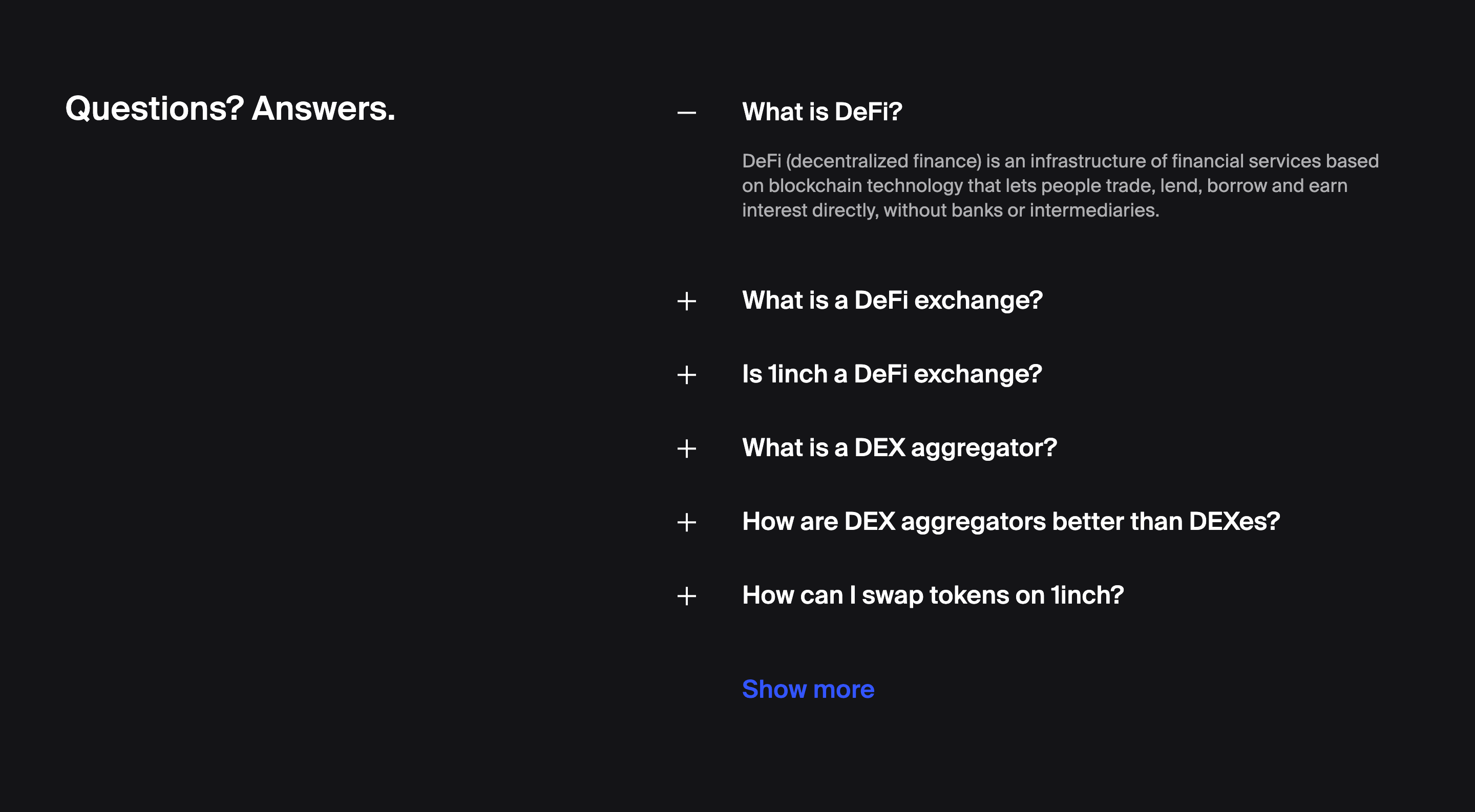 1inch Questions Faq Design
