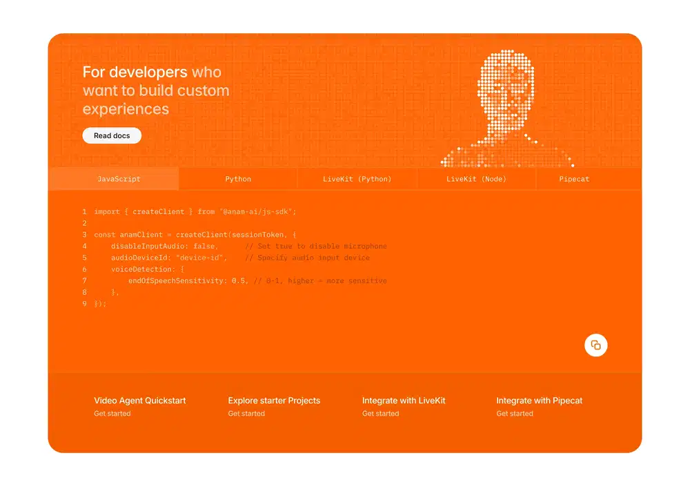 Anam Developers Integration Design