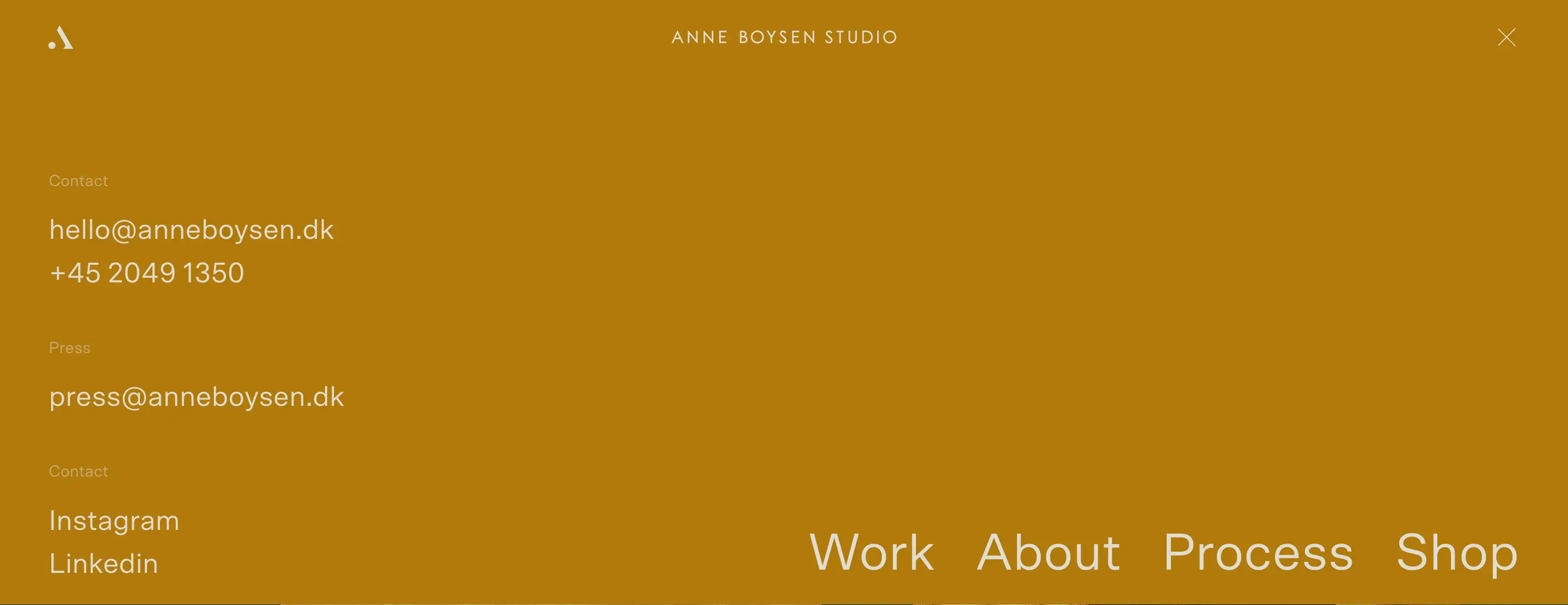 Anne Boysen Navigation Menu Overlay Design