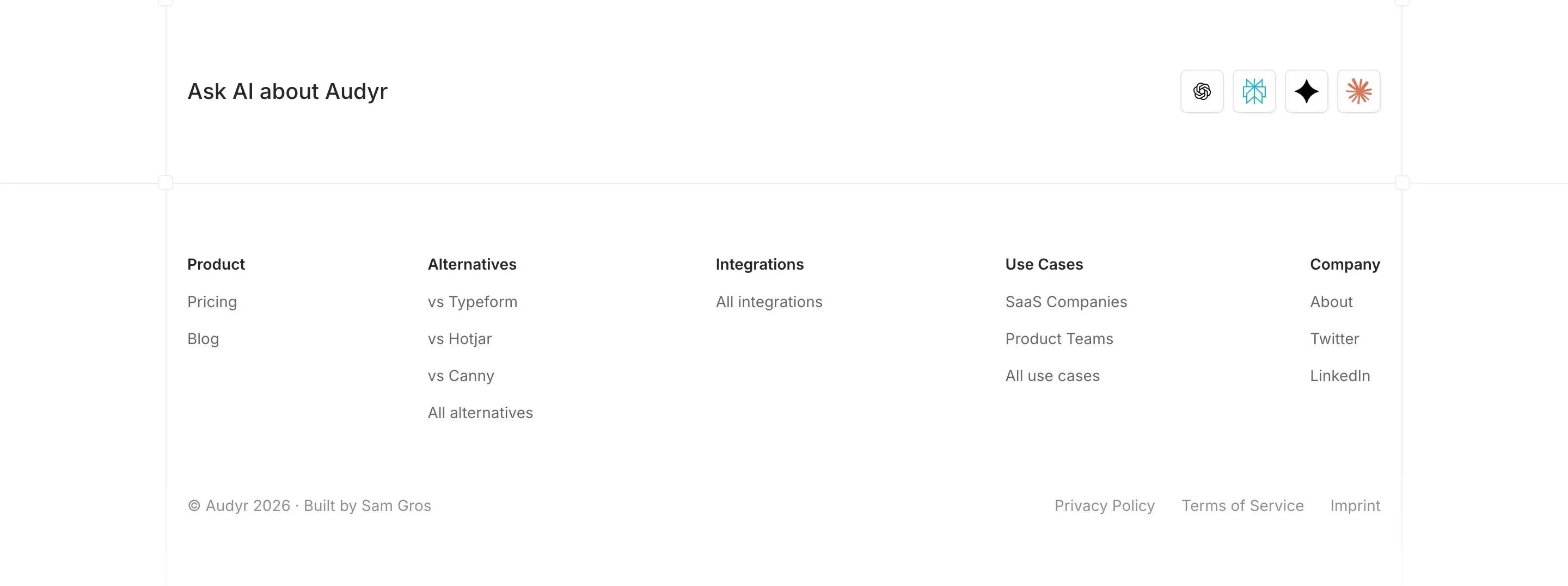 Audyr Navigation Footer Design