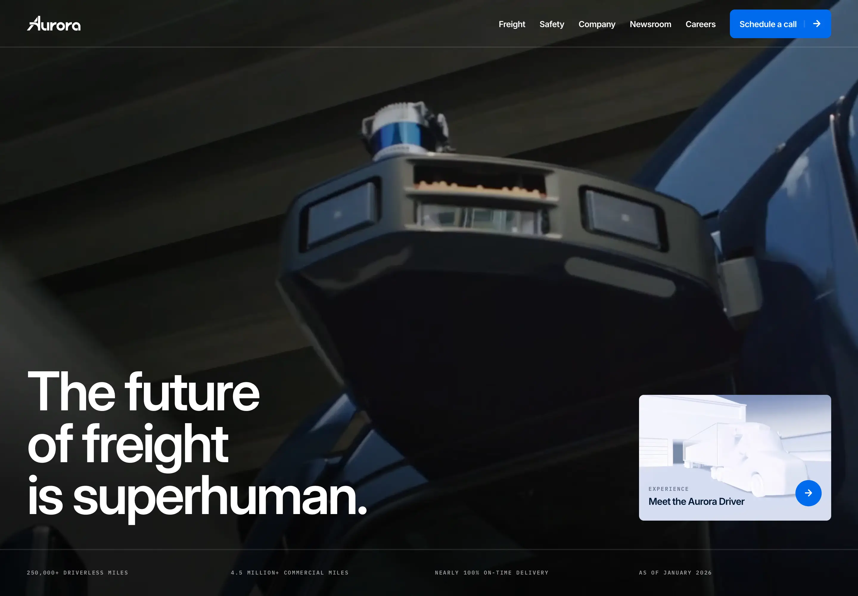 Aurora Autonomous Freight Hero Design