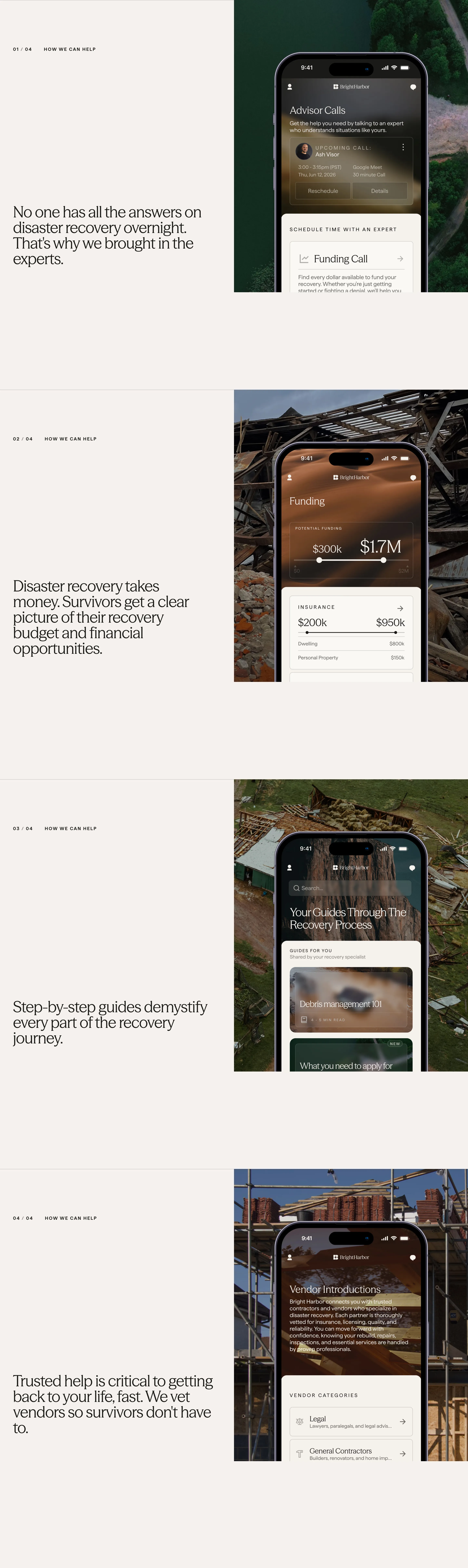 Bright Harbor Recovery Support Feature List Design