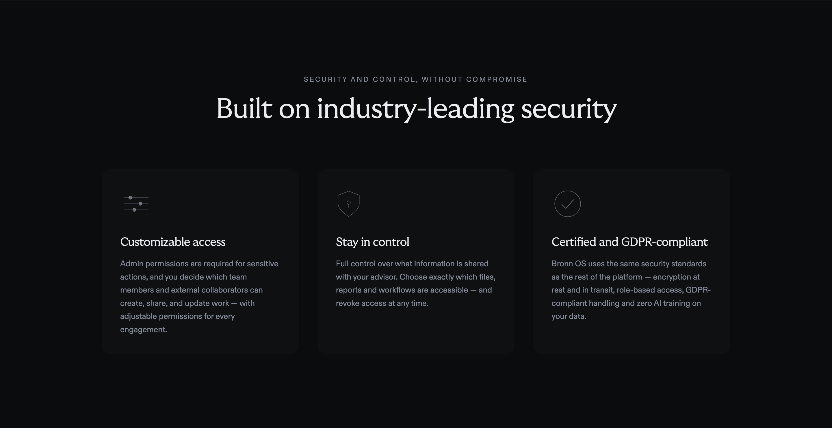 Bronn Security Feature Design