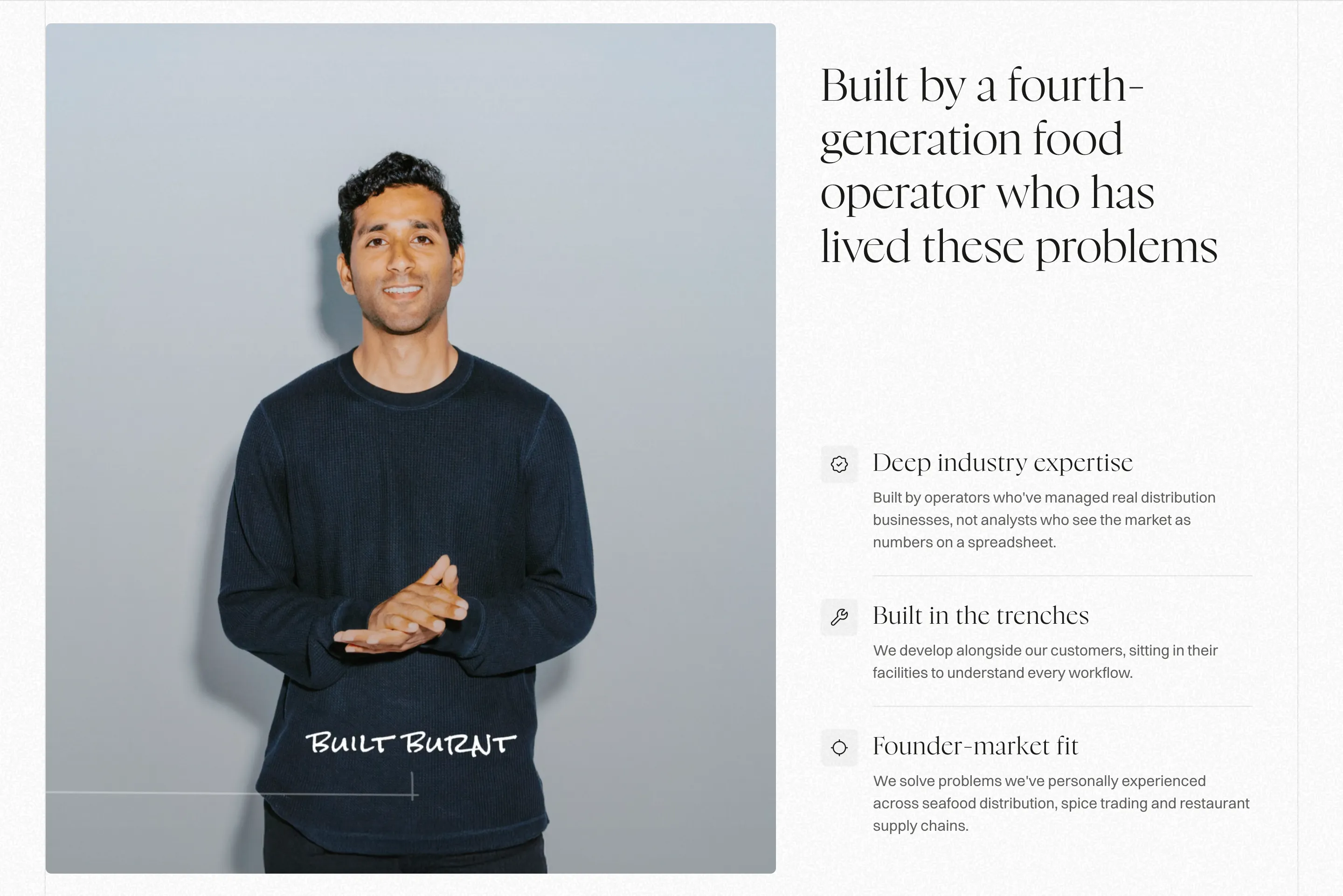 Burnt Founder Expertise Team Feature Design