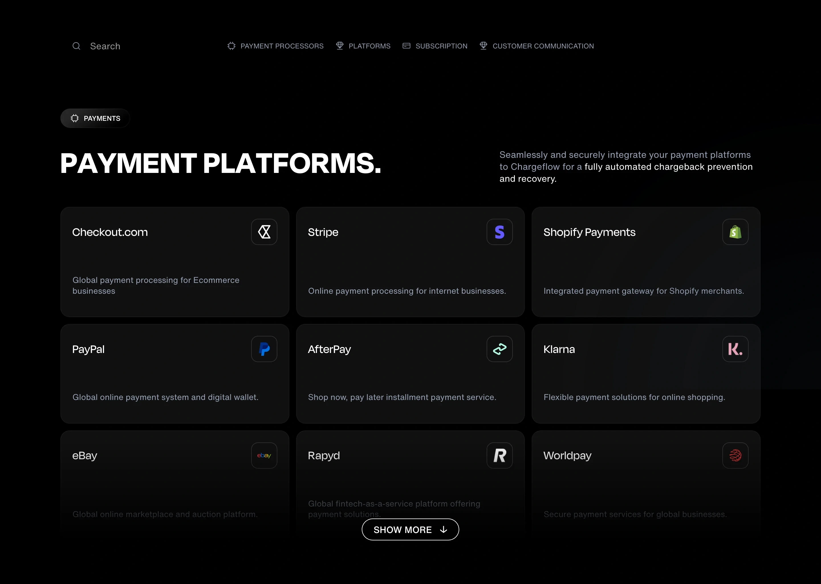 Chargeflow Platform Feature Grid Design