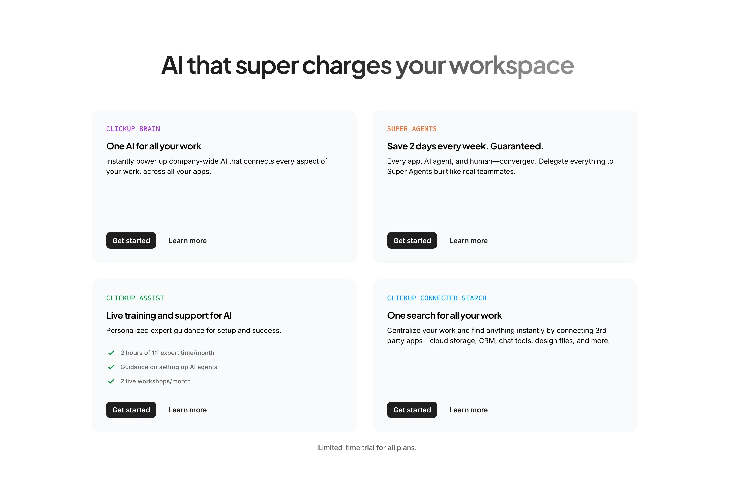 ClickUp AI Features Grid Design