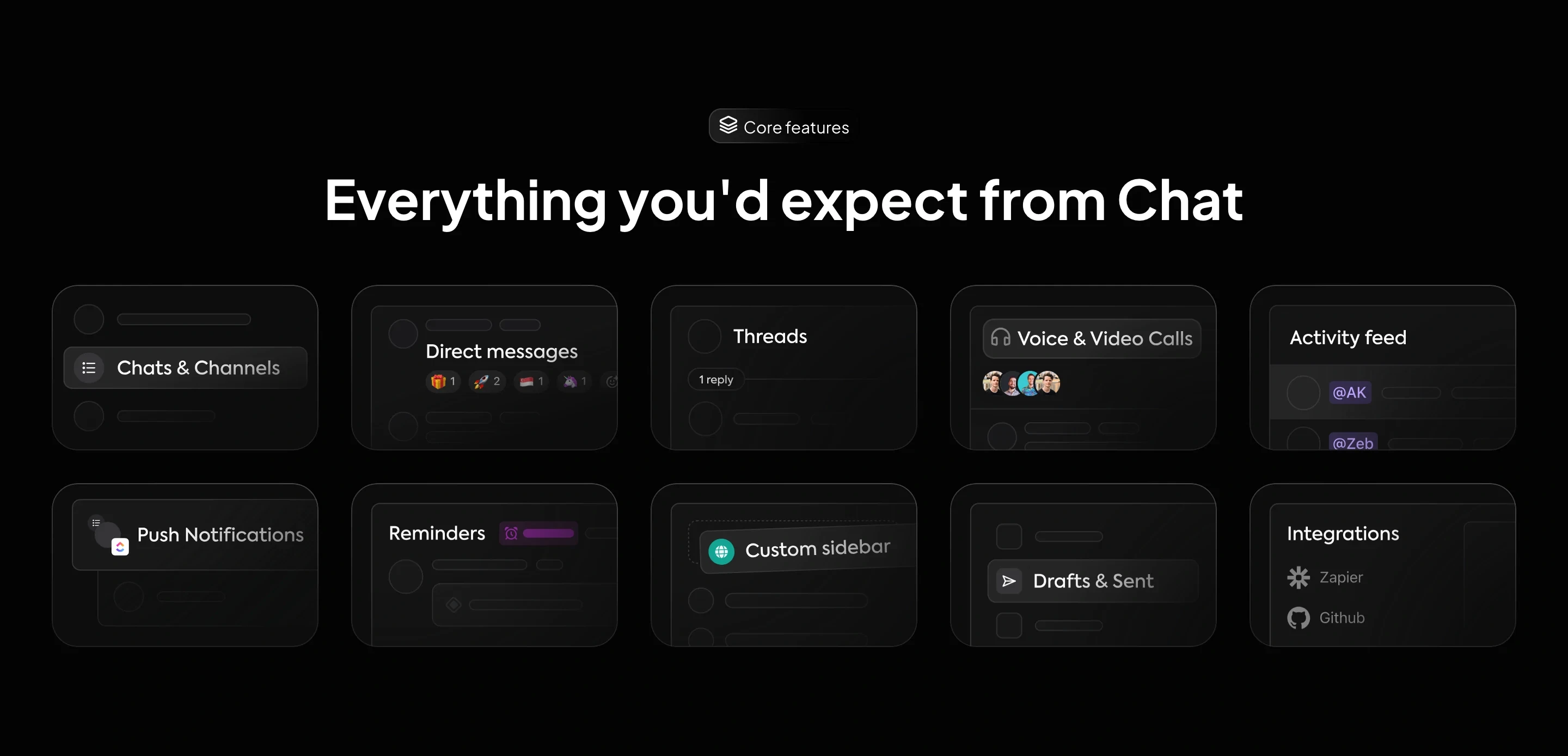 ClickUp Chat Feature Grid Design