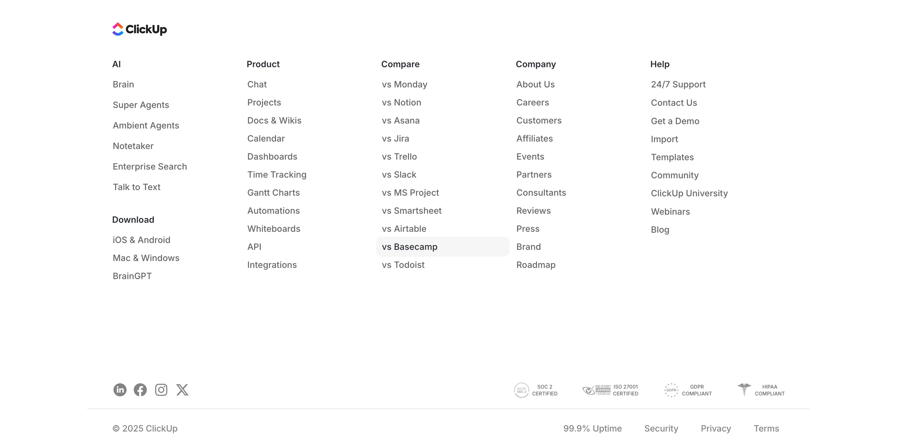 ClickUp Navigation Footer Design
