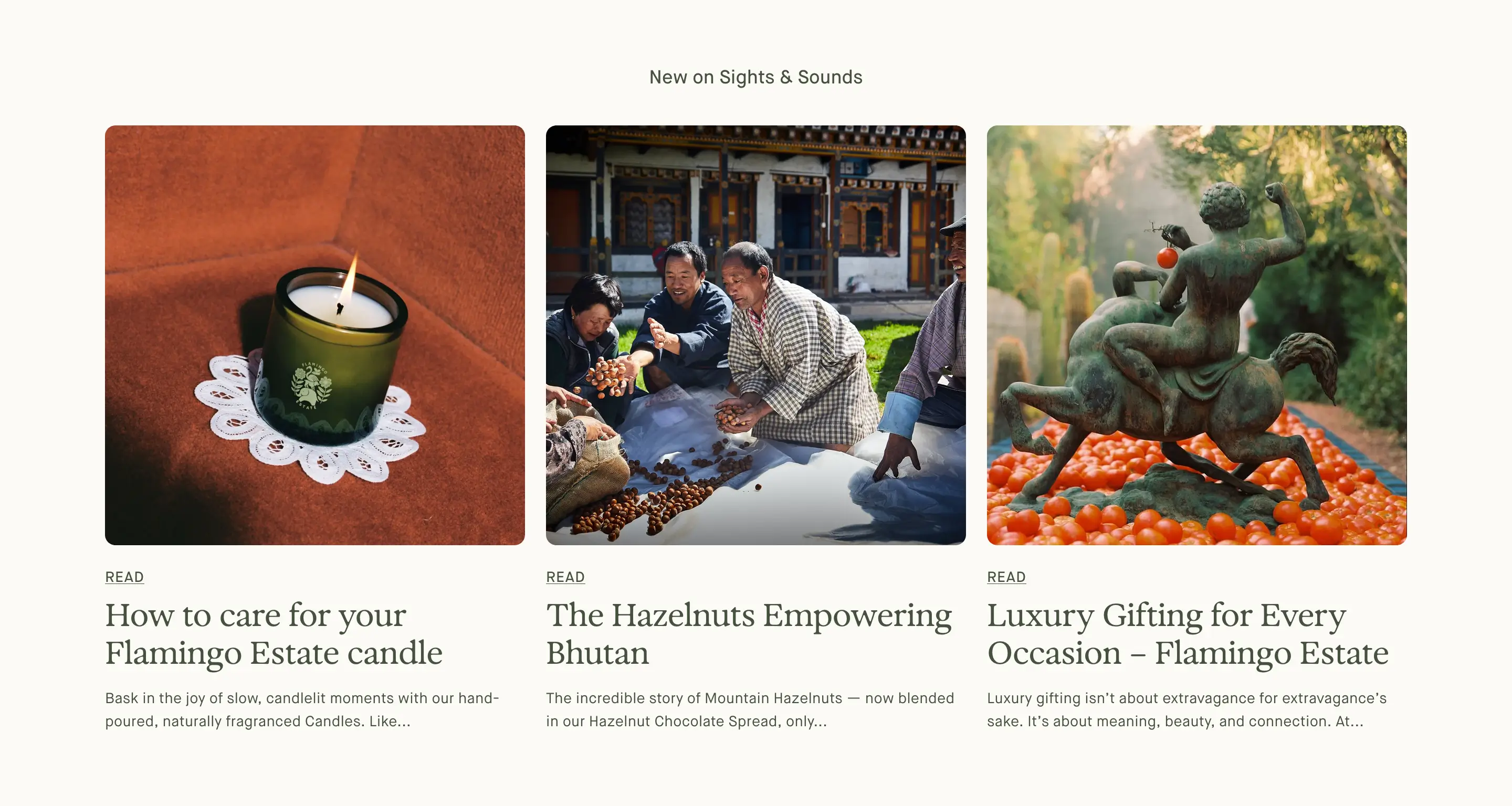 Flamingo Estate Editorial Blog List Design