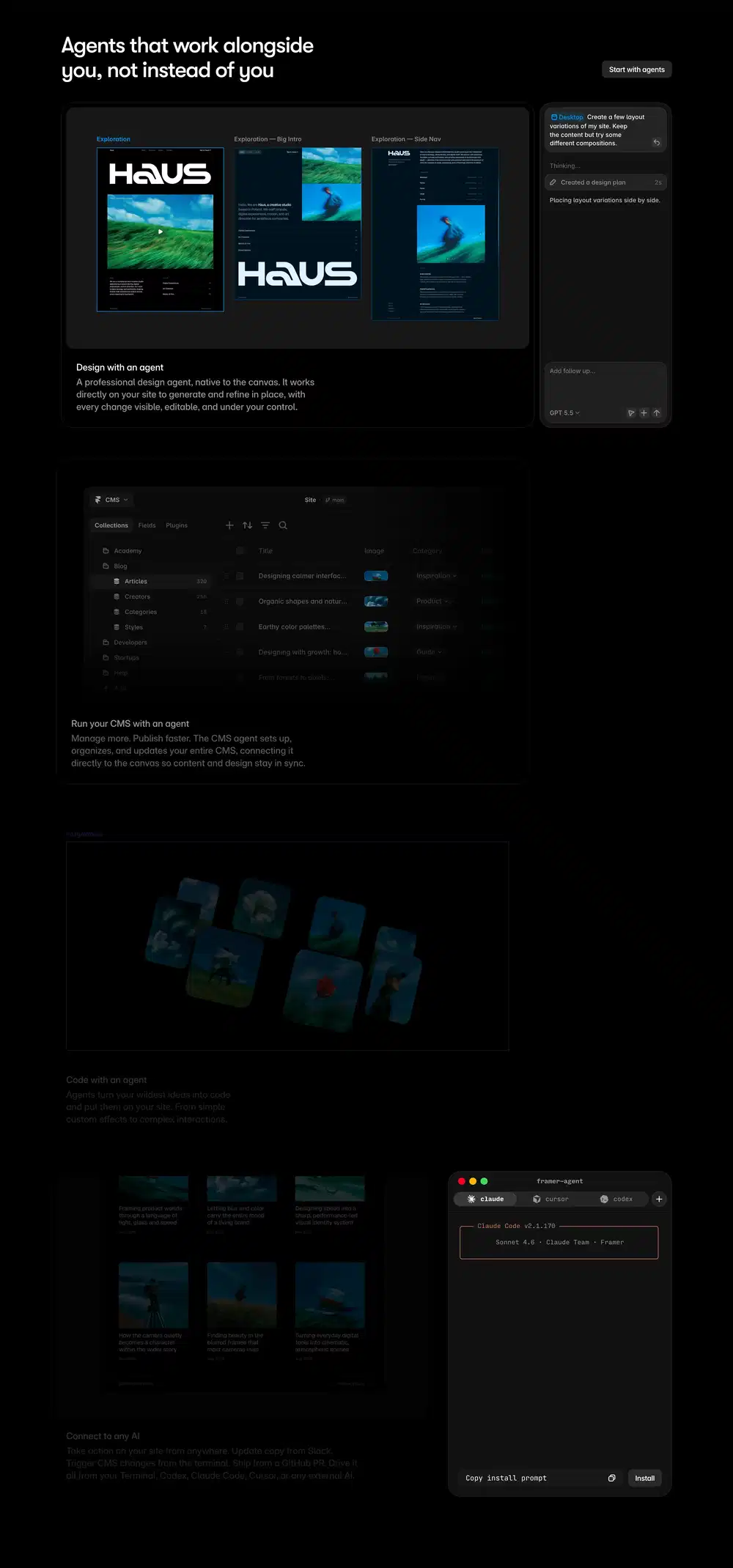Framer Agents Feature Grid Design