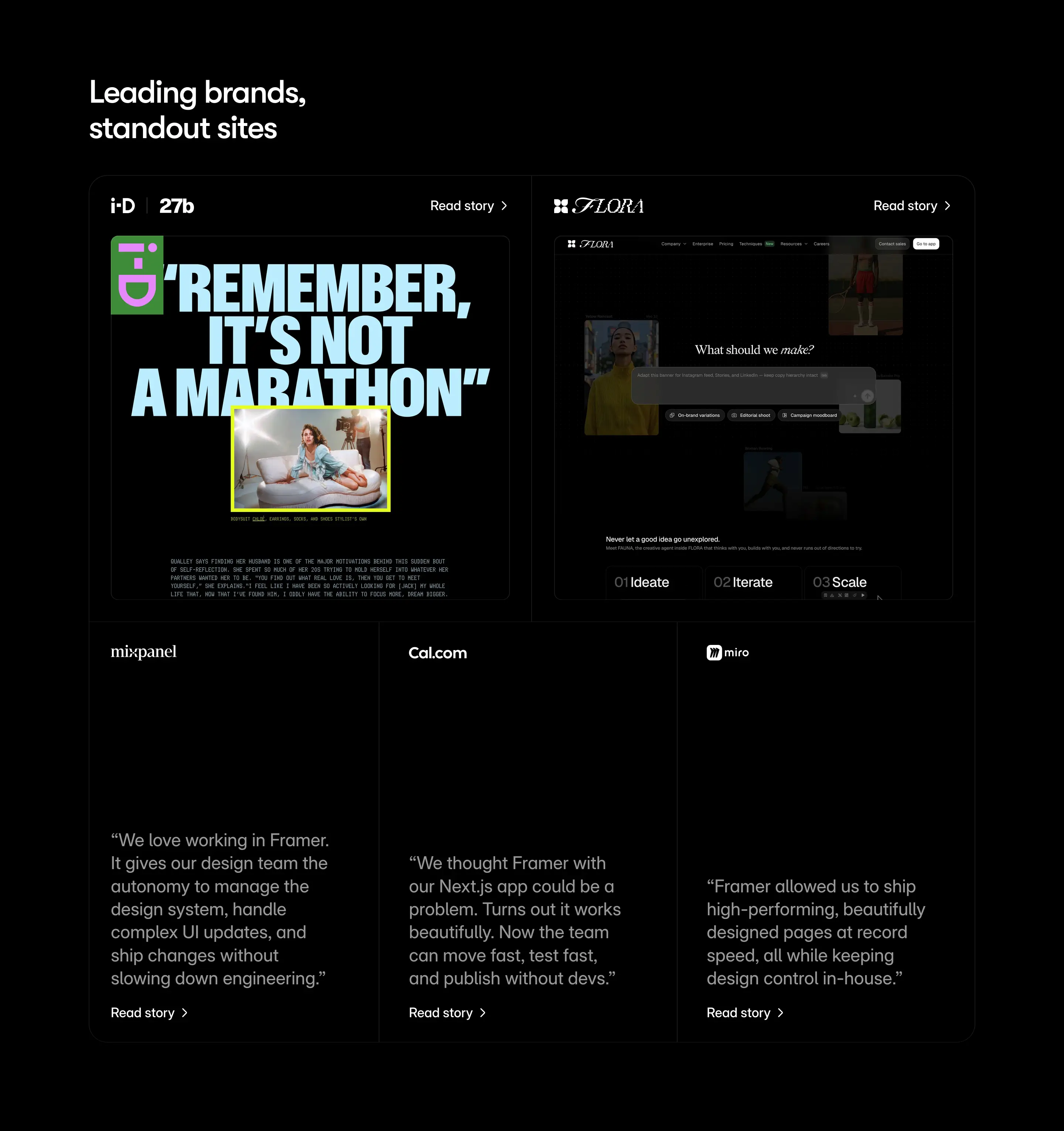 Framer Brands Showcase Design
