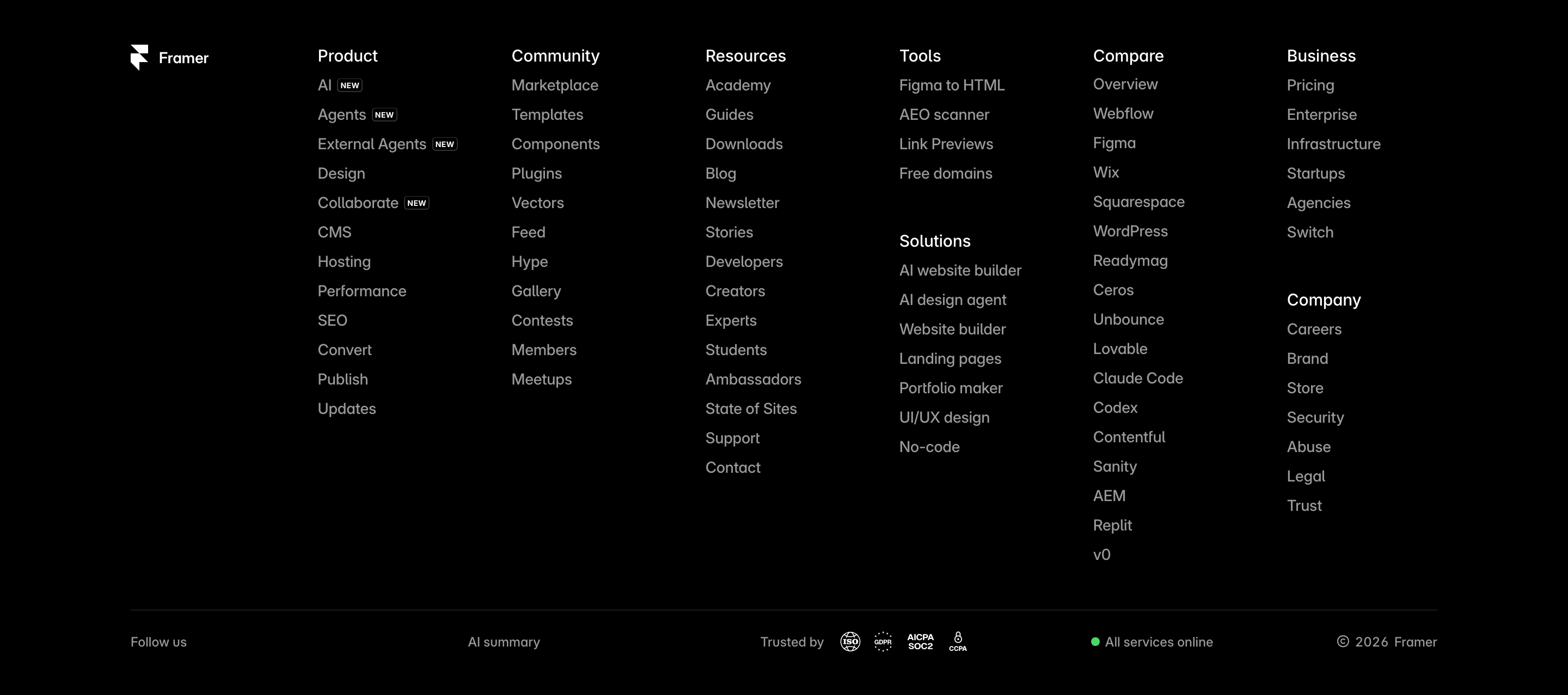 Framer Navigation Footer Design
