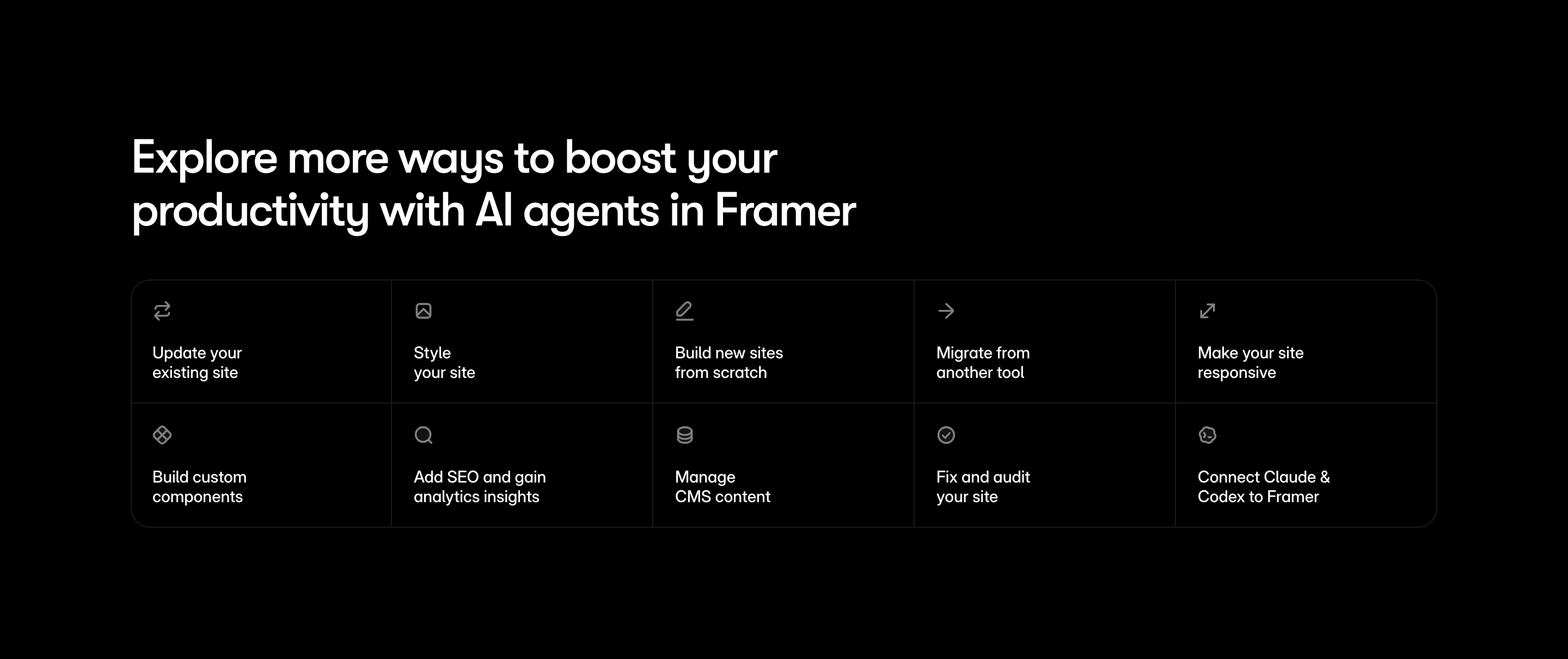 Framer Productivity Cards Grid Design
