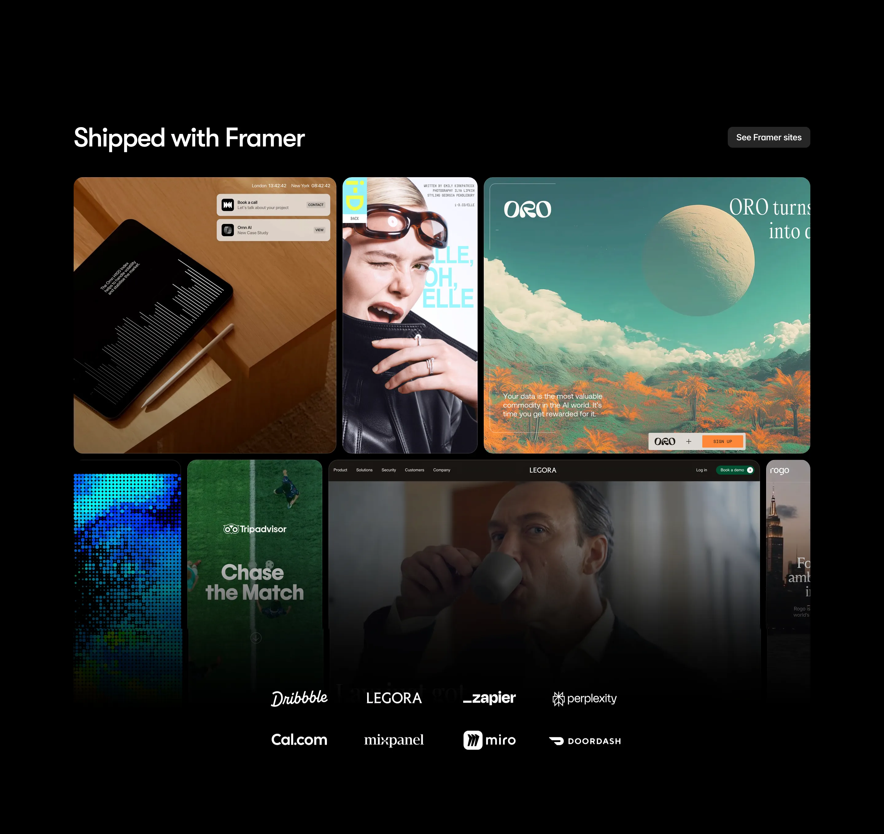 Framer Showcase Gallery Design